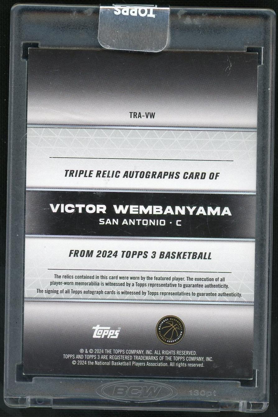 2023 Topps 3 Wembanyama Autograph /49 - Image 2