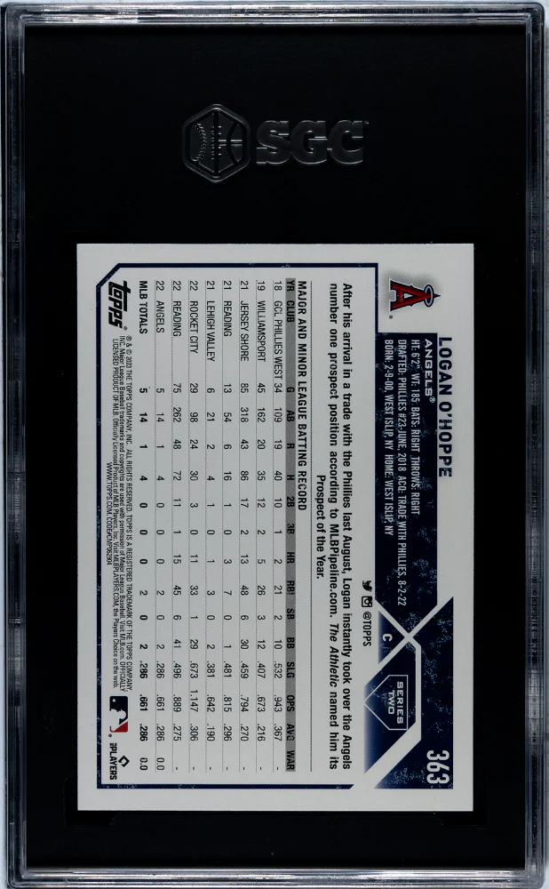 2023 Topps #363 Logan O'Hoppe /999 SGC 8 - Image 2