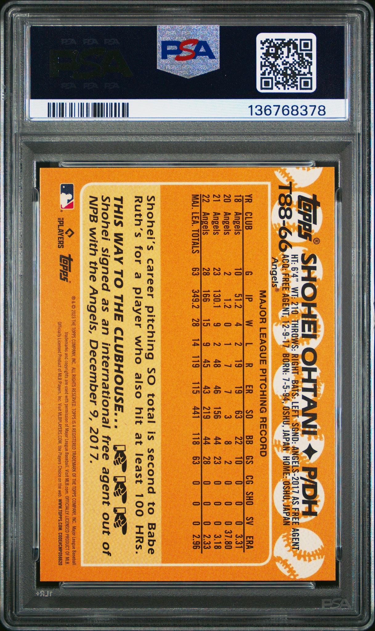 2023 Topps '88 Topps Shohei Ohtani #T8866 PSA 9 - Image 2