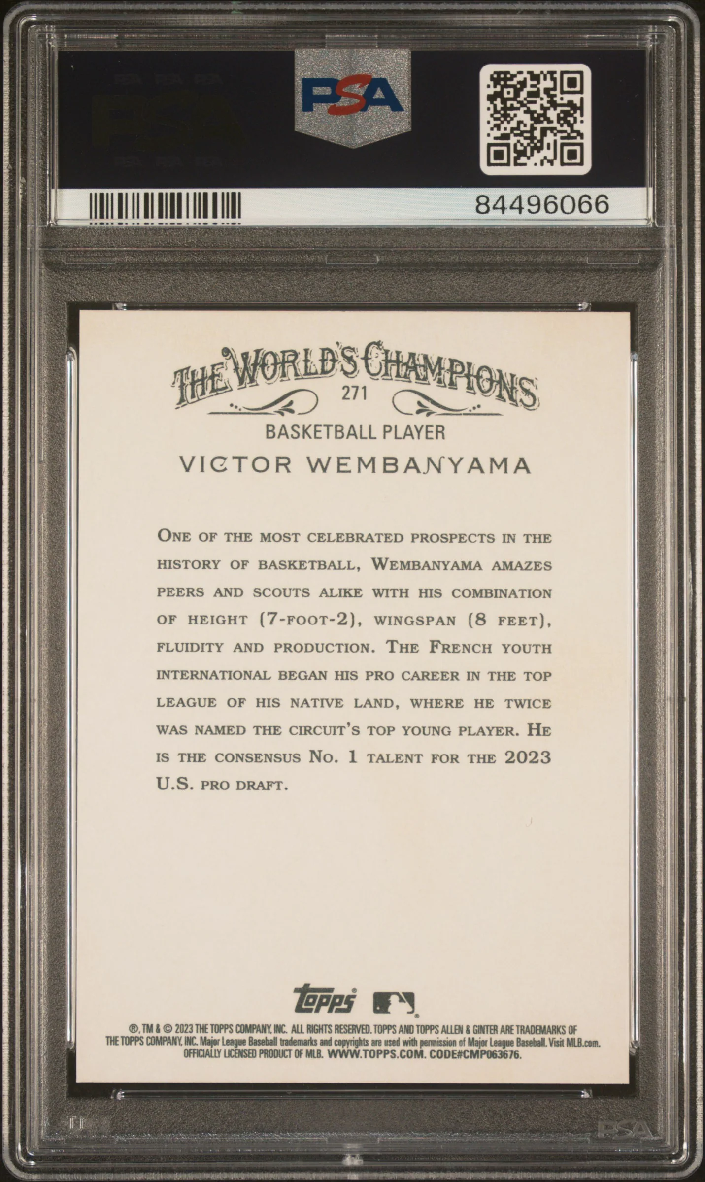 2023 Topps Allen and Ginter Victor Wembanyama #271 PSA 10 - Image 2