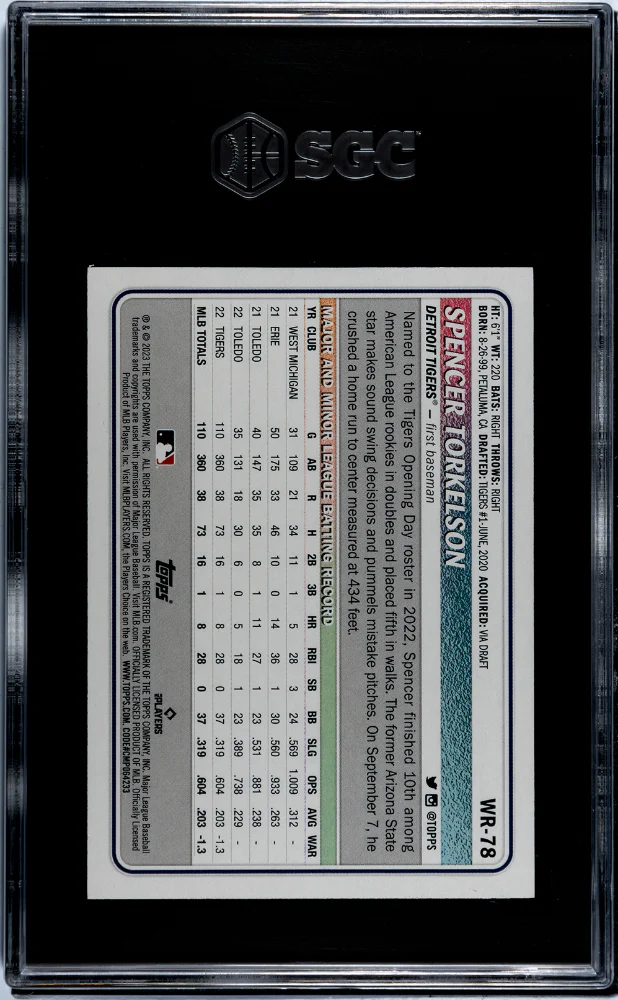 2023 Topps Big League Blue Foil Spencer Torkelson #WR-78 /75 SGC 9 - Image 2