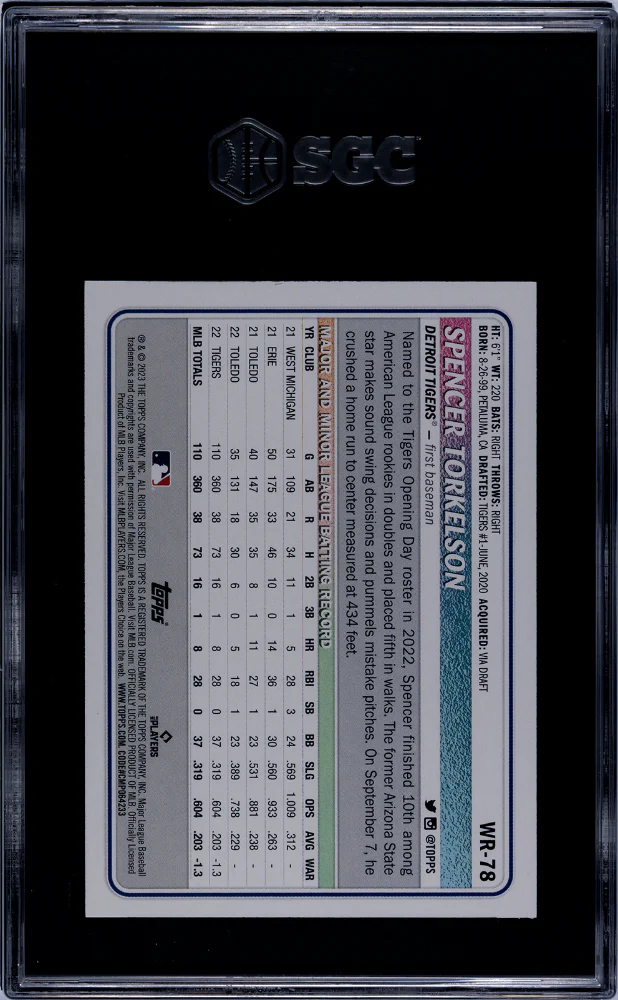 2023 Topps Big League Silver Foil Spencer Torkelson #WR-78 /199 SGC 8.5 - Image 2