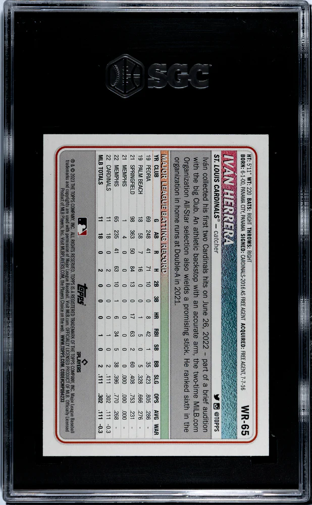 2023 Topps Big League Wrapper Redemp Gold Foil Ivan Herrera #WR-65 RC /50 SGC 9 - Image 2