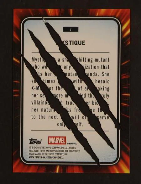 2025 Topps Chrome Marvel Mystique Clawed Refractor Stainless Steel 03/20 #7 - Image 2
