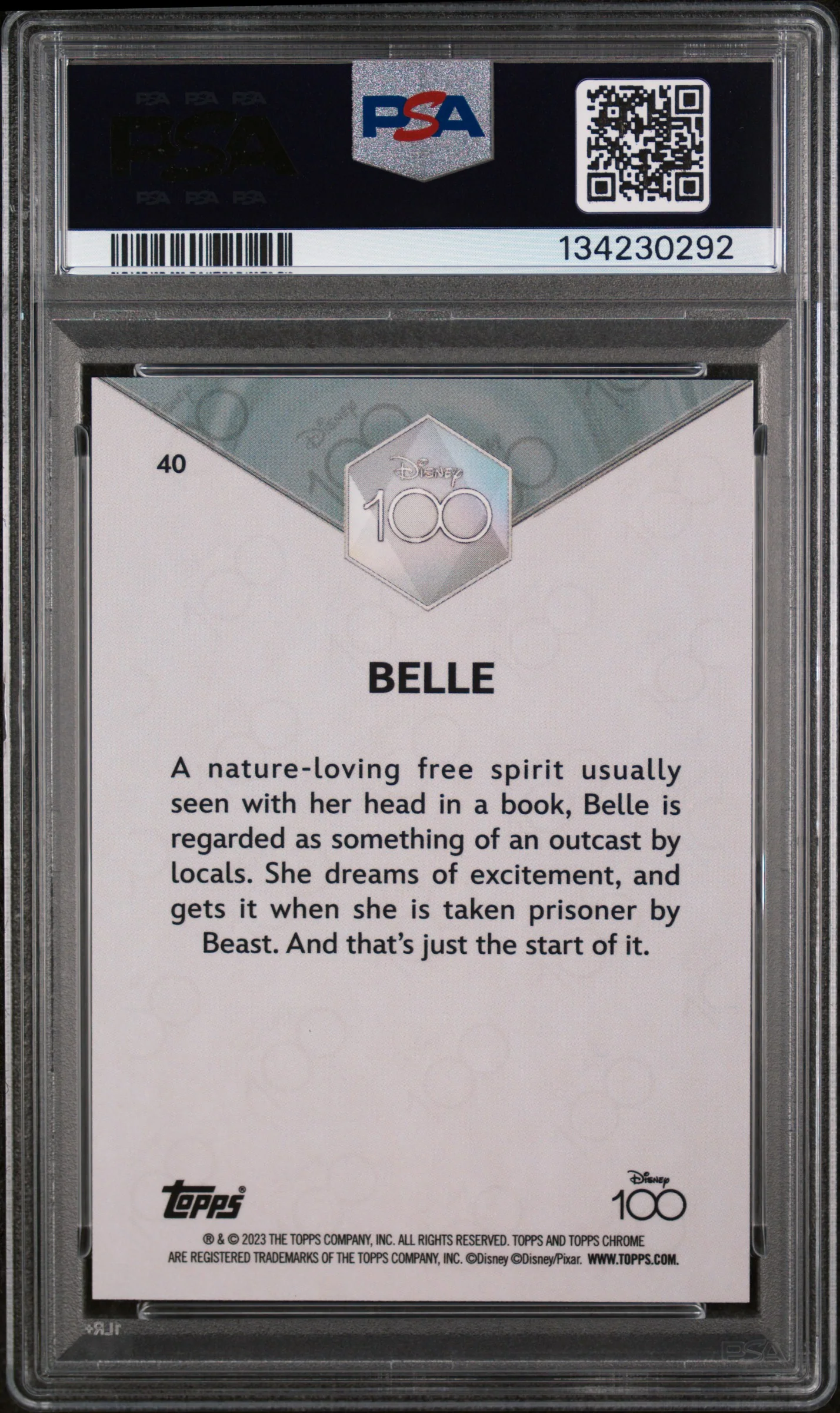 2023 Topps Chrome Disney100 Belle #40 PSA 9 - Image 2