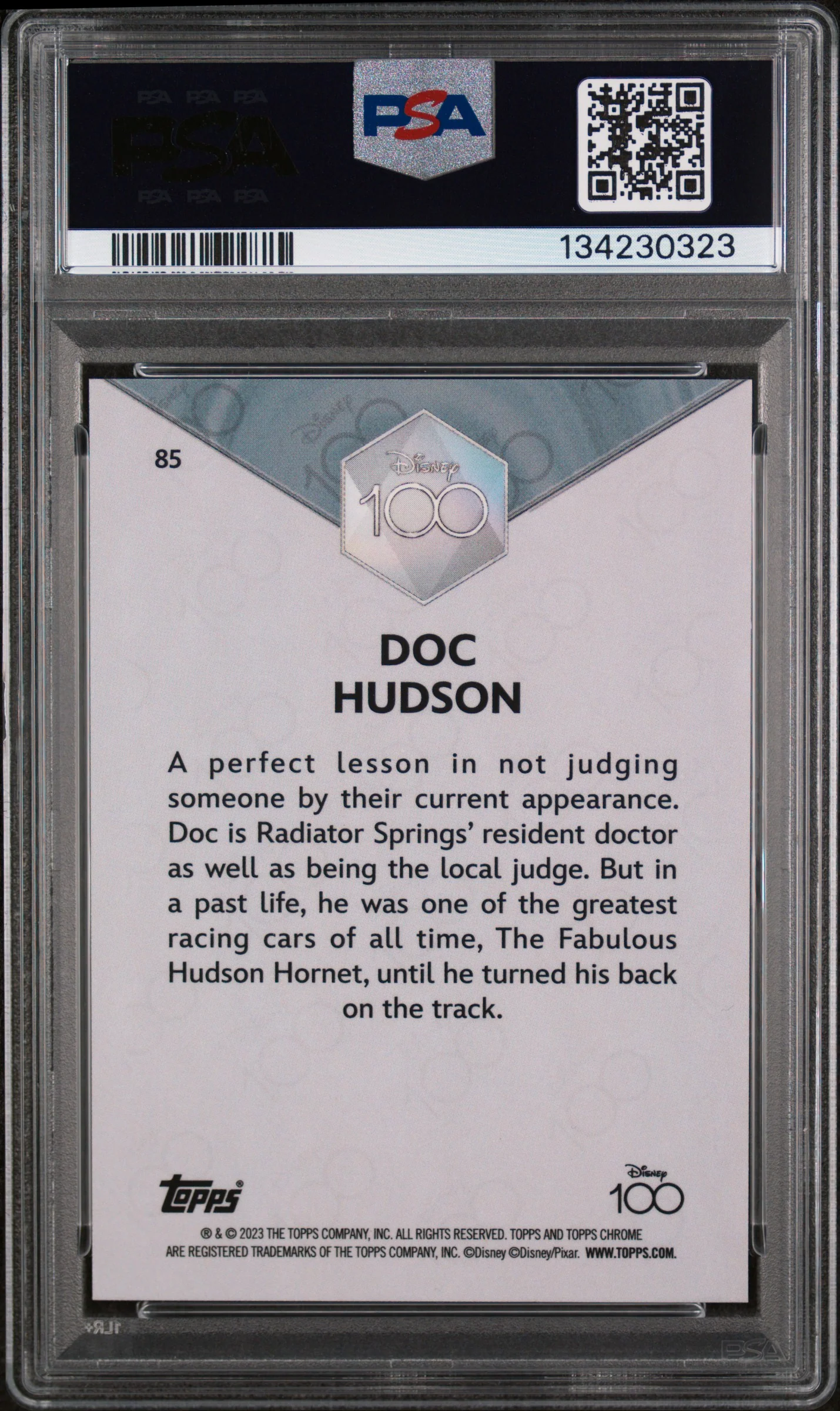 2023 Topps Chrome Disney100 Doc Hudson #85 PSA 9 - Image 2