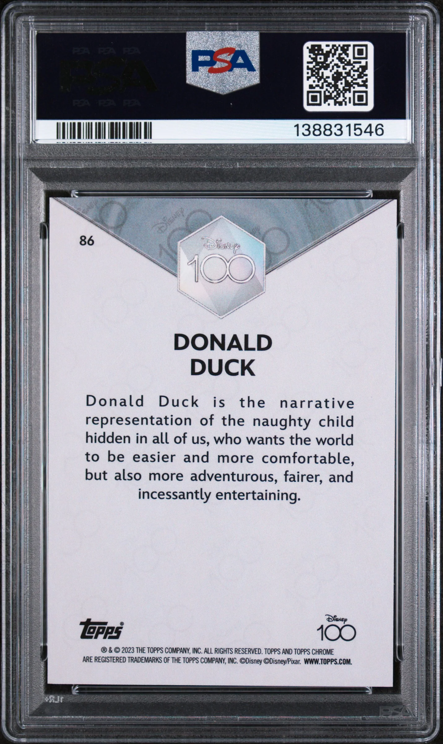 2023 Topps Chrome Disney100 Donald Duck #86 PSA 10 - Image 2