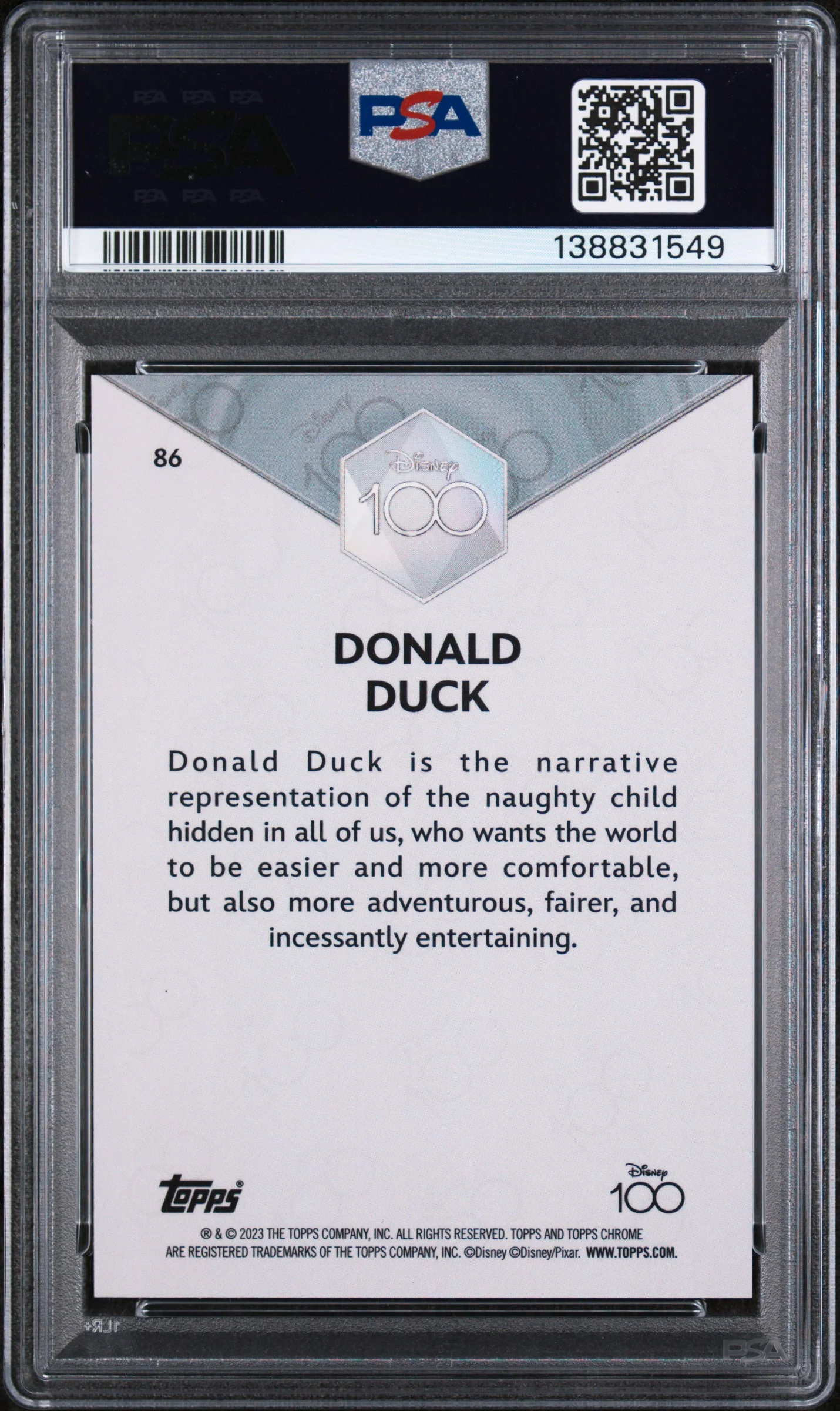 2023 Topps Chrome Disney100 Donald Duck #86 PSA 10 - Image 2