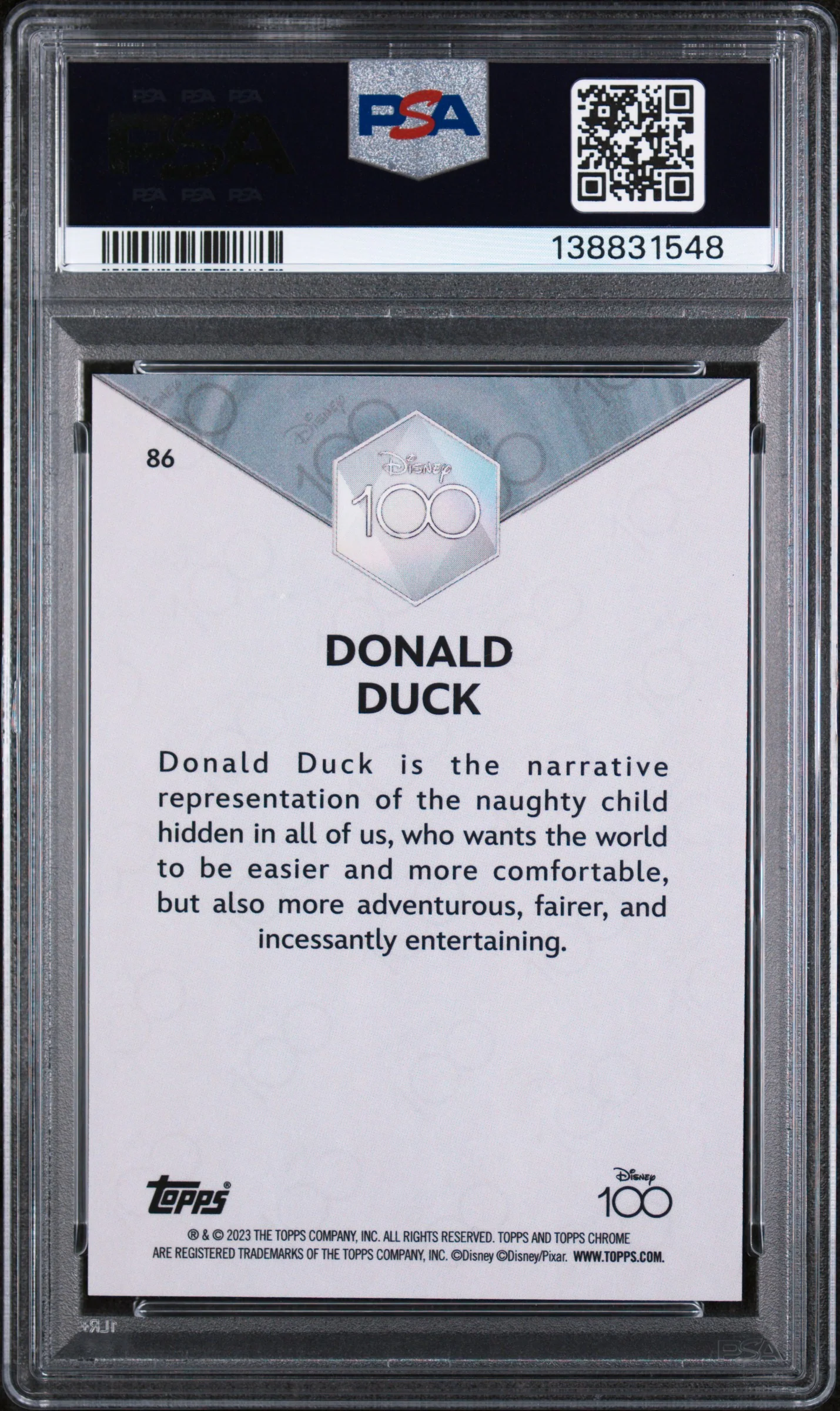 2023 Topps Chrome Disney100 Donald Duck #86 PSA 9 - Image 2