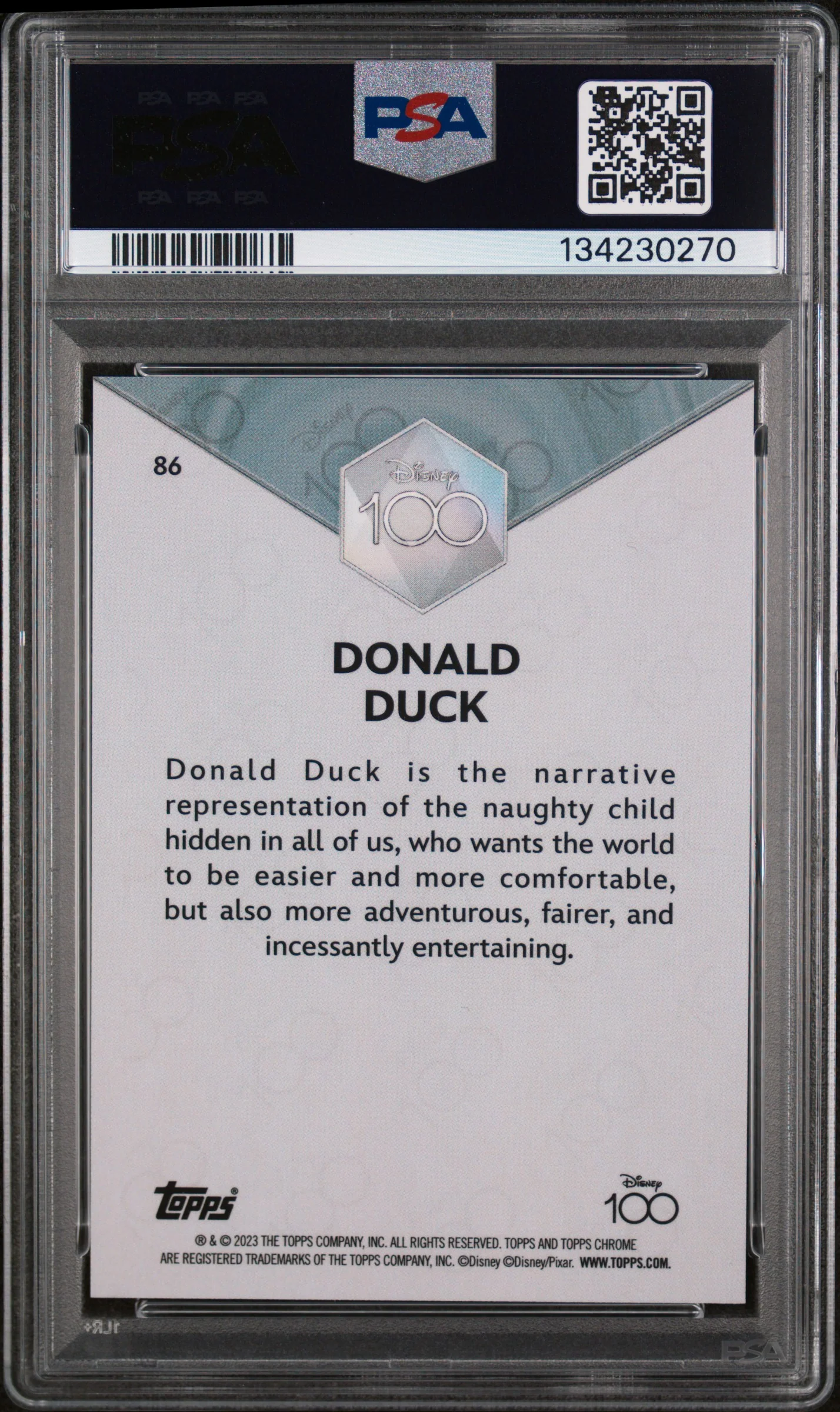 2023 Topps Chrome Disney100 Donald Duck #86 PSA 9 - Image 2