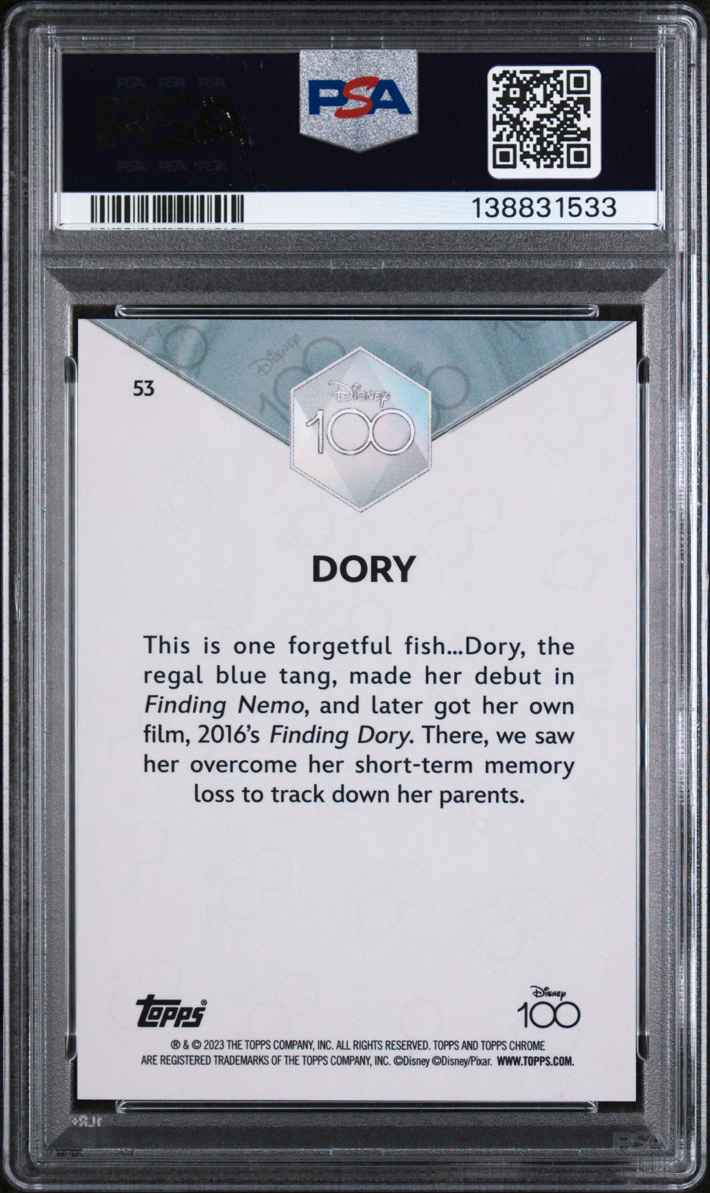 2023 Topps Chrome Disney100 Dory #53 PSA 10 - Image 2