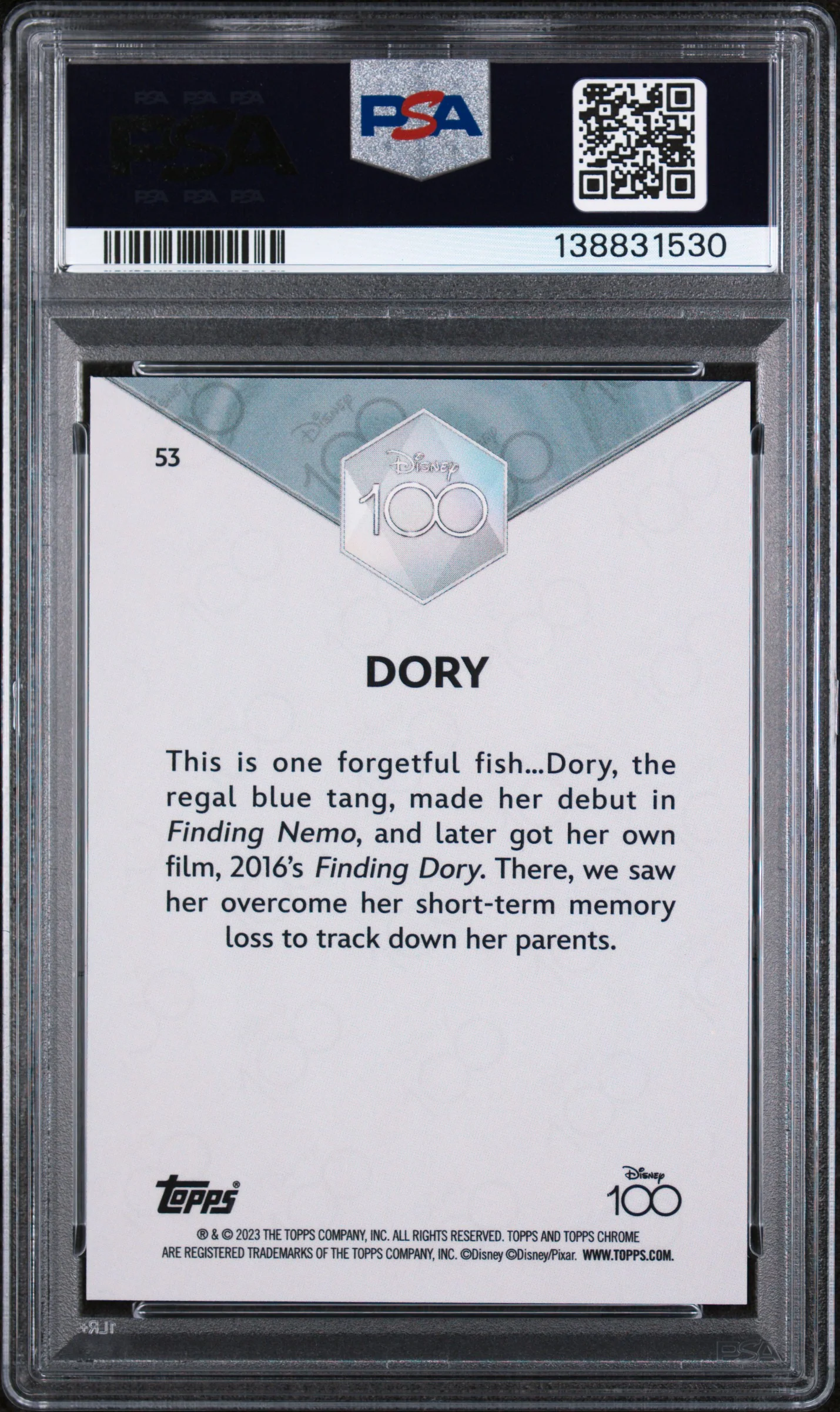 2023 Topps Chrome Disney100 Dory #53 PSA 10 - Image 2