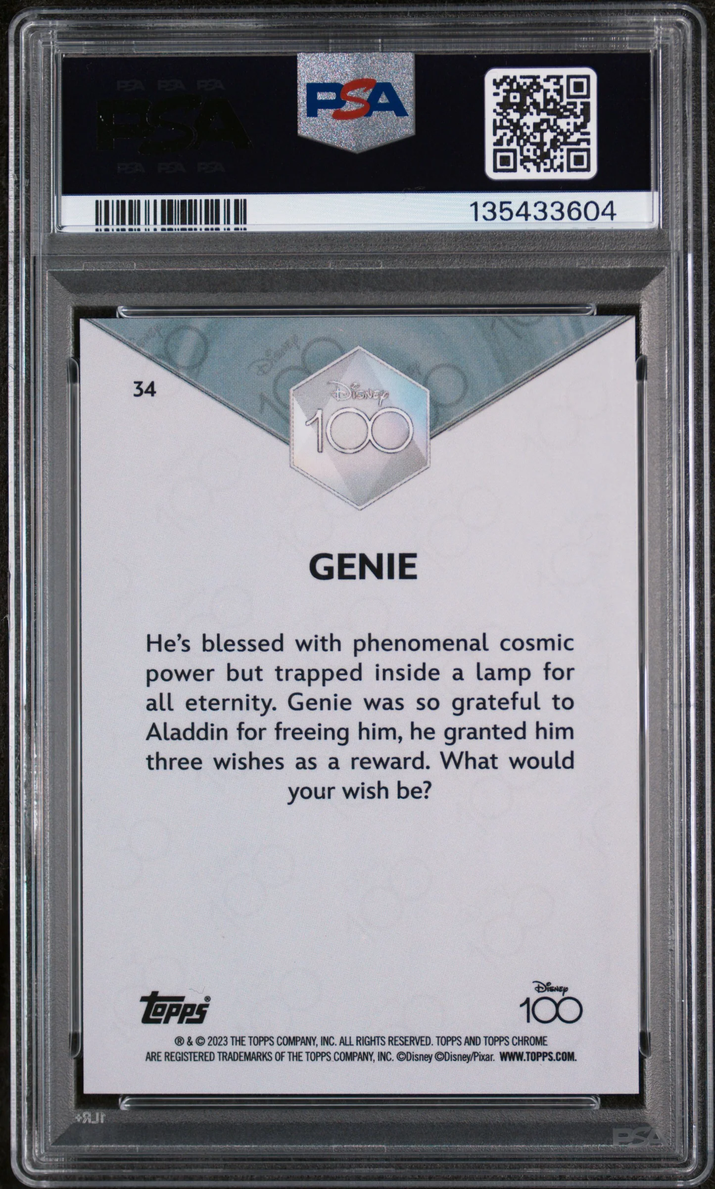 2023 Topps Chrome Disney100 Genie #34 PSA 10 - Image 2
