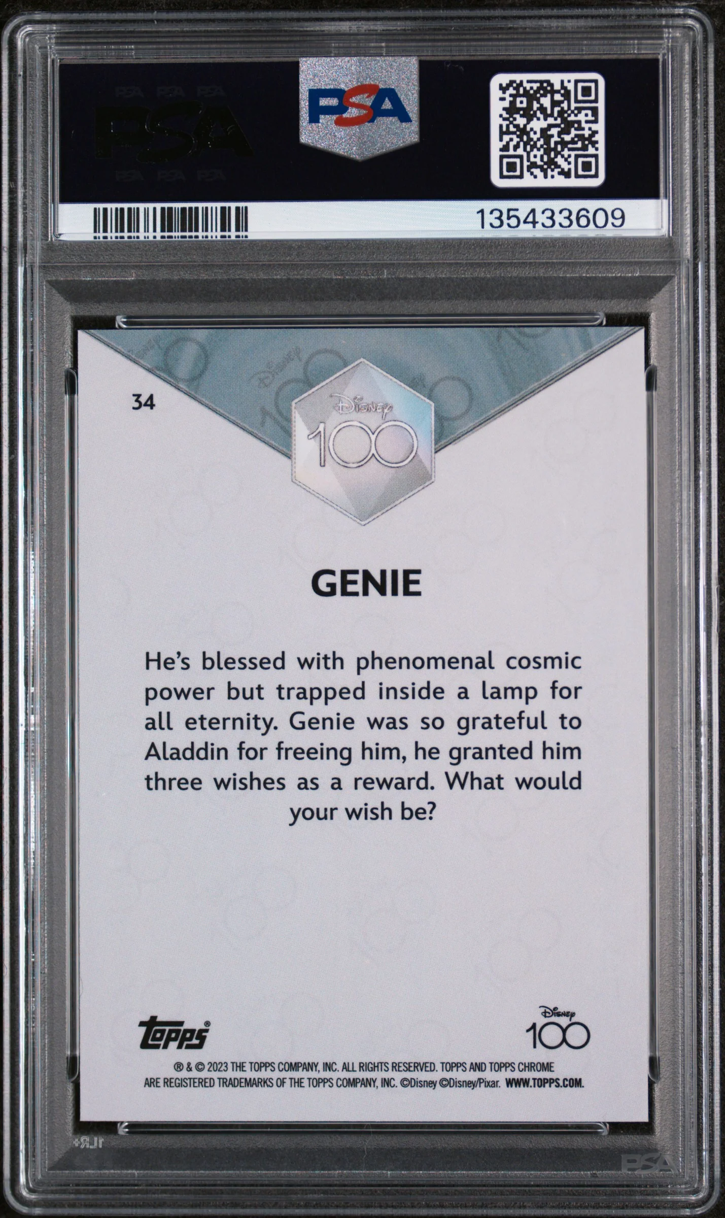 2023 Topps Chrome Disney100 Genie #34 PSA 10 - Image 2