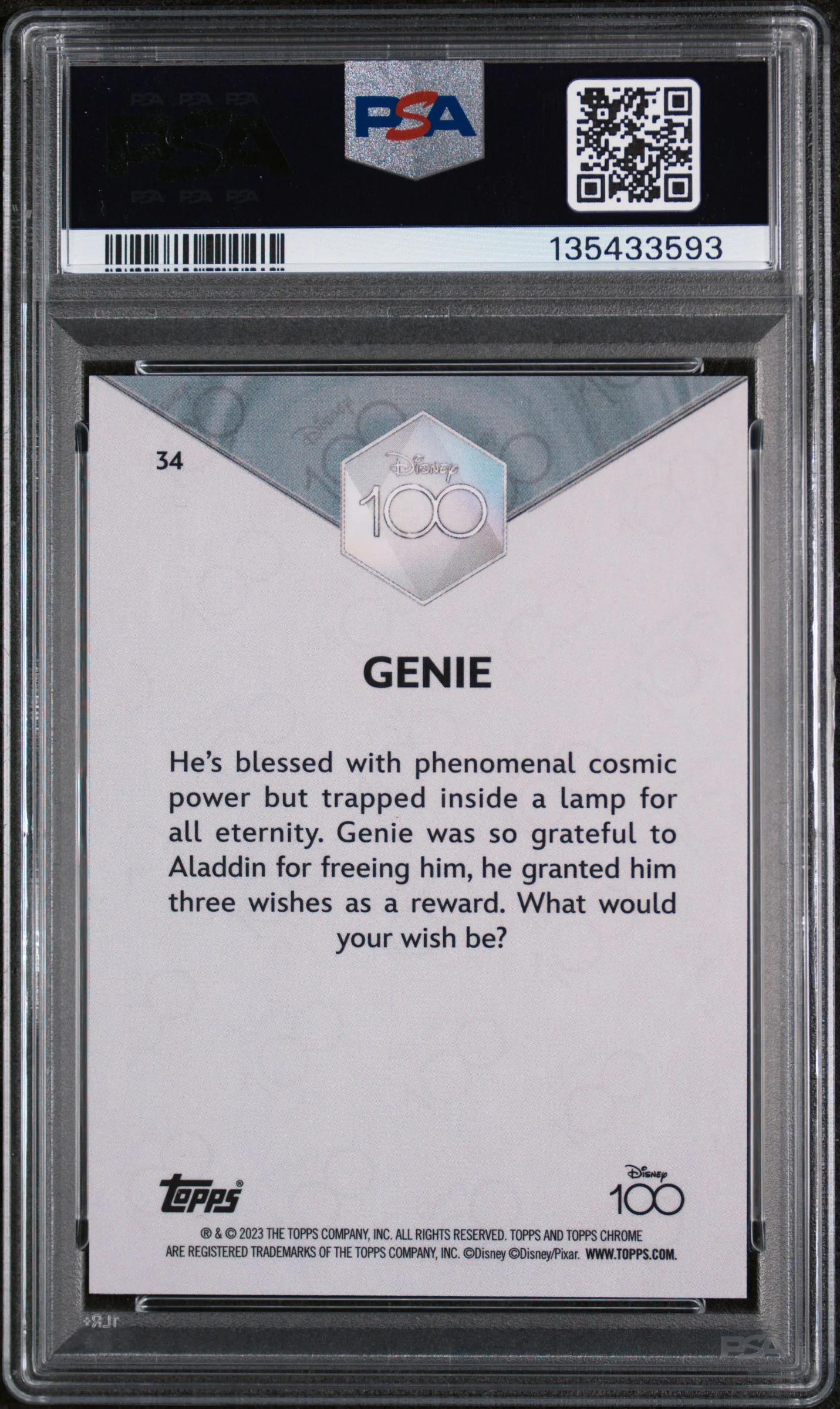2023 Topps Chrome Disney100 Genie #34 PSA 10 - Image 2
