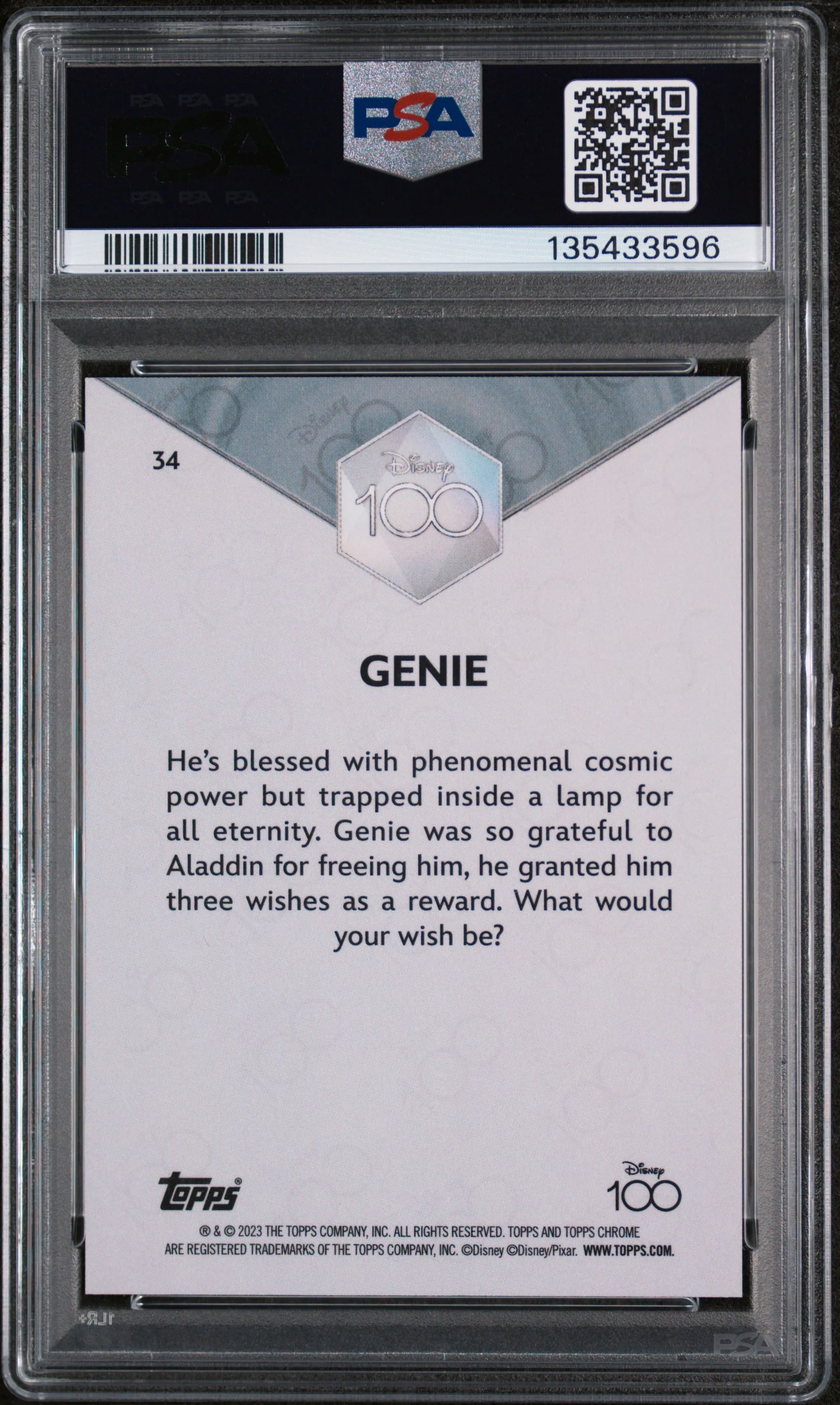 2023 Topps Chrome Disney100 Genie #34 PSA 10 - Image 2