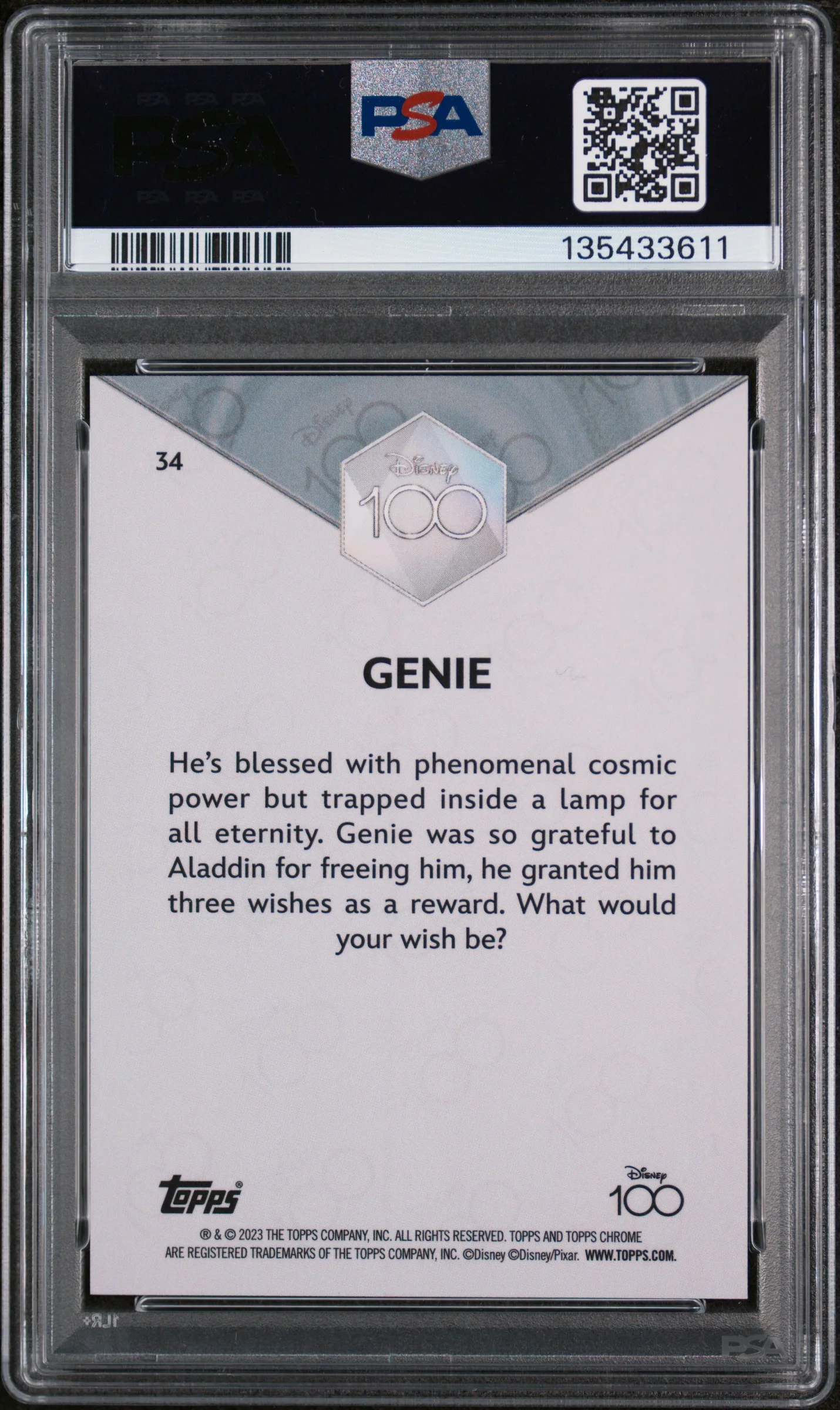 2023 Topps Chrome Disney100 Genie #34 PSA 10 - Image 2