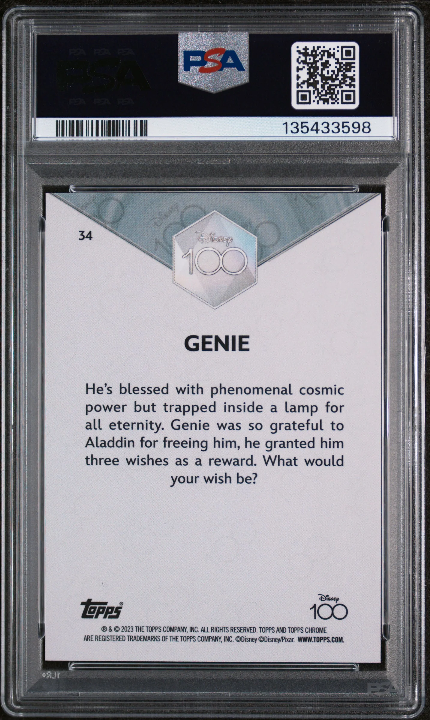2023 Topps Chrome Disney100 Genie #34 PSA 10 - Image 2