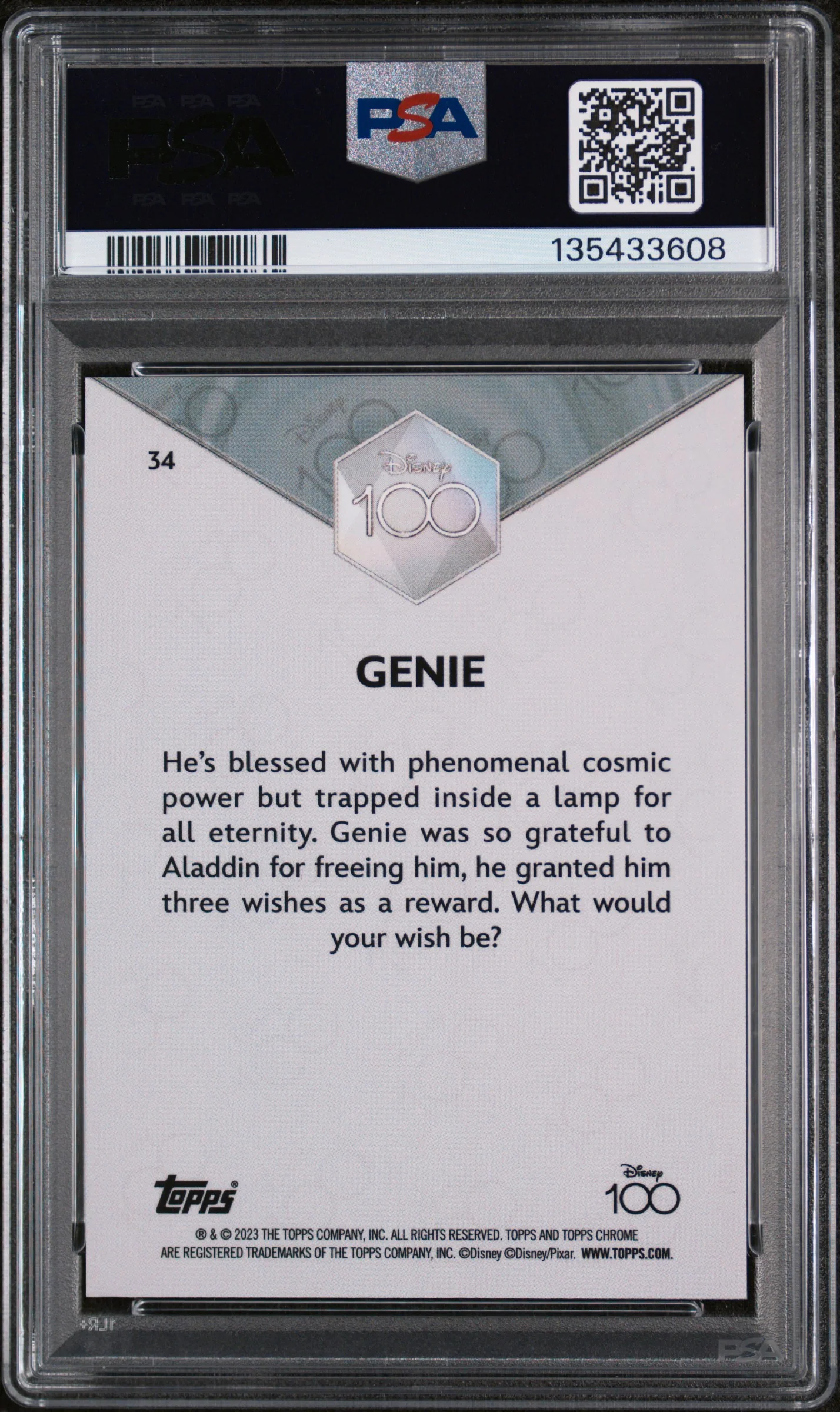 2023 Topps Chrome Disney100 Genie #34 PSA 10 - Image 2