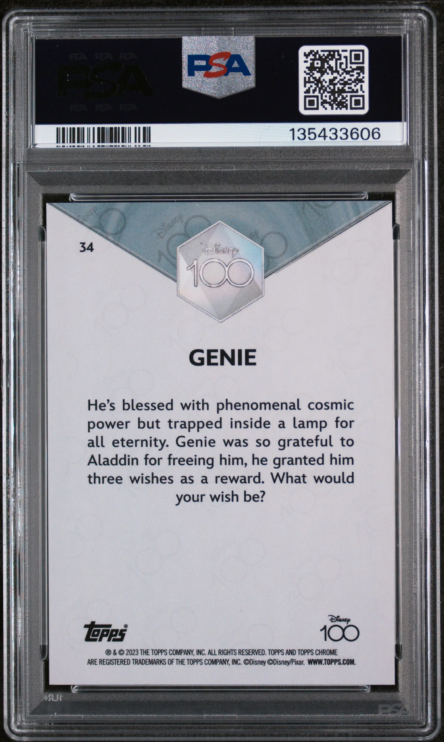 2023 Topps Chrome Disney100 Genie #34 PSA 10 - Image 2
