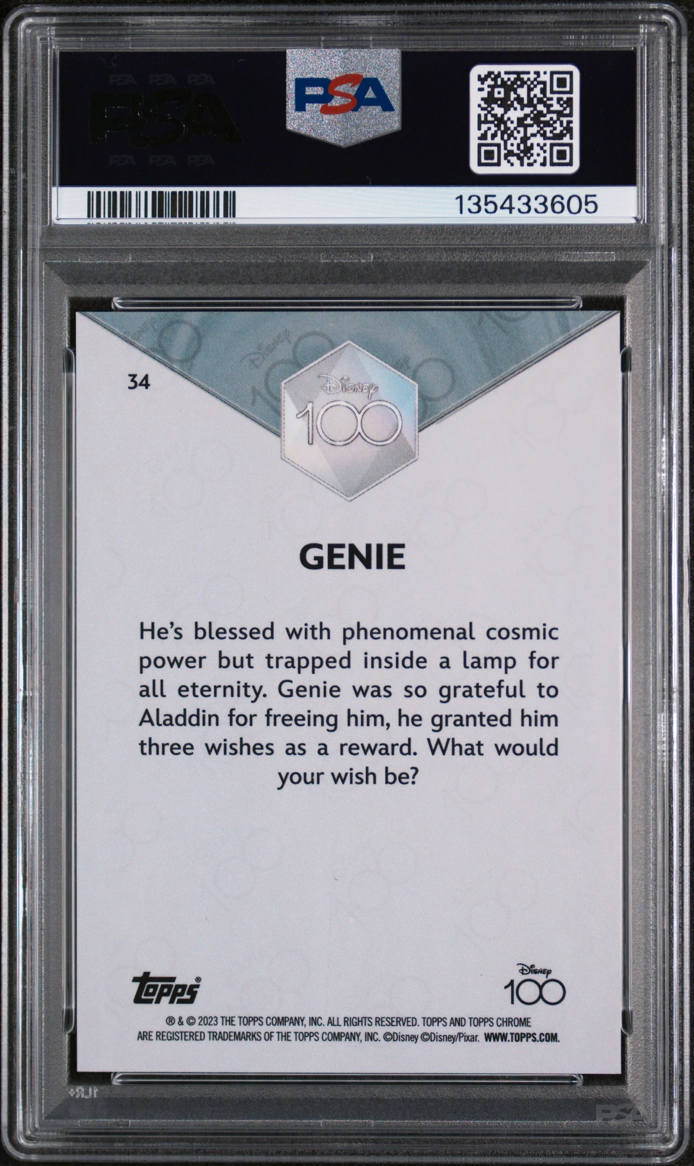 2023 Topps Chrome Disney100 Genie #34 PSA 10 - Image 2