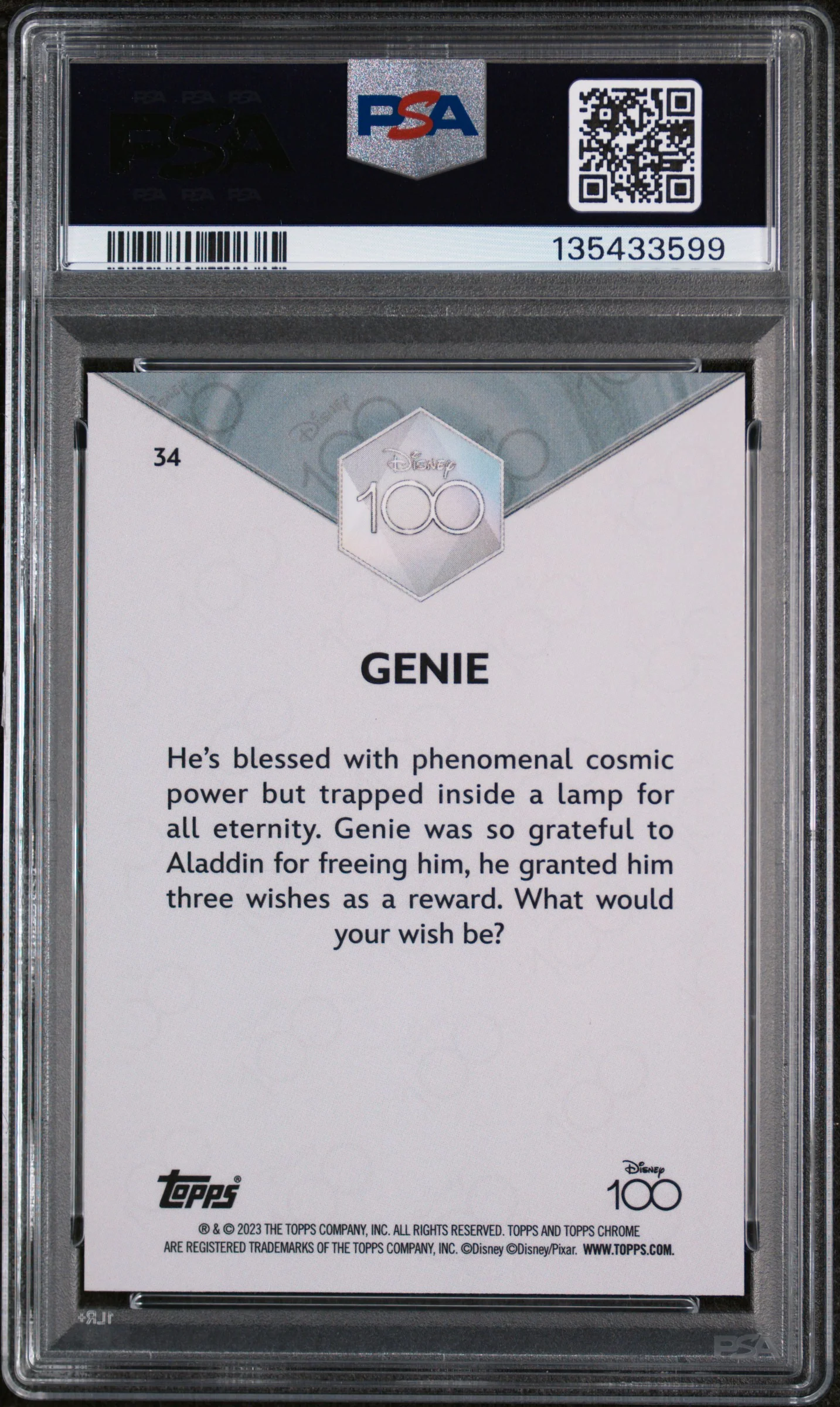 2023 Topps Chrome Disney100 Genie #34 PSA 10 - Image 2