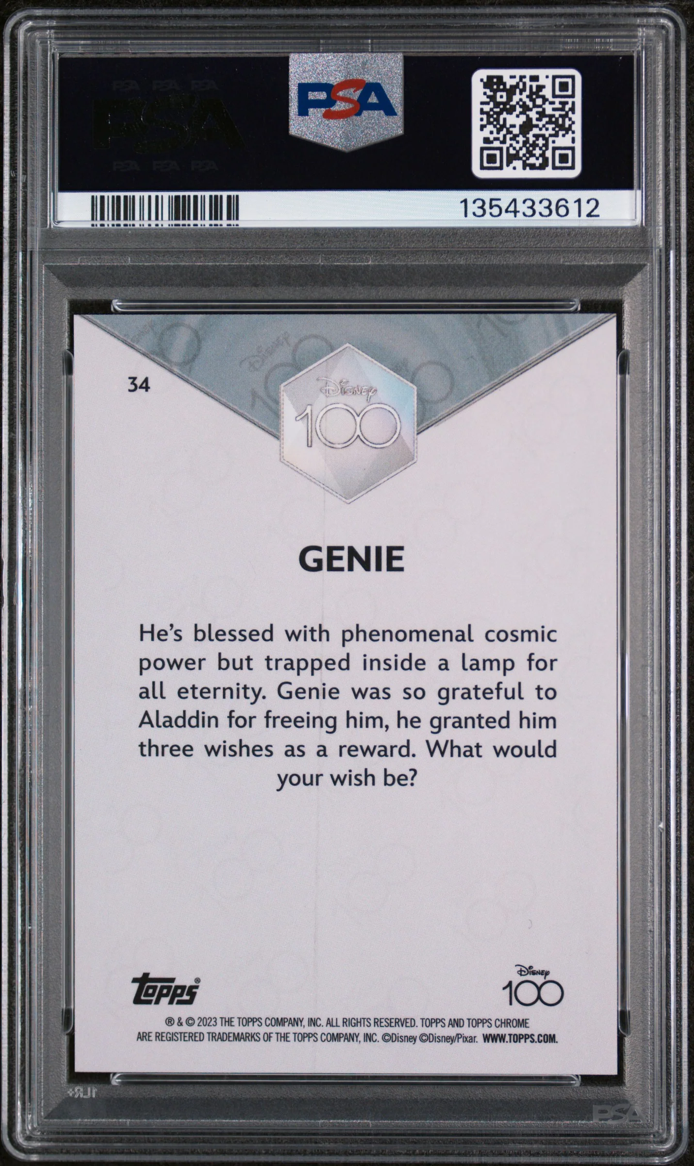 2023 Topps Chrome Disney100 Genie #34 PSA 10 - Image 2