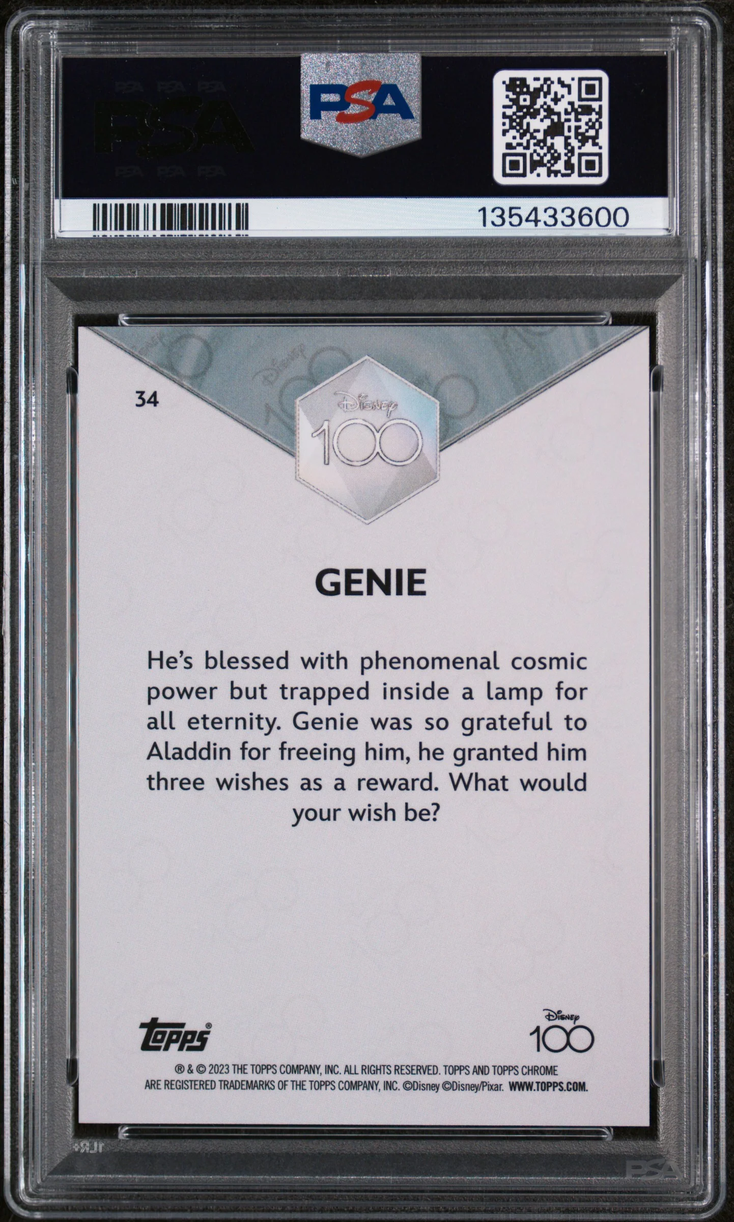 2023 Topps Chrome Disney100 Genie #34 PSA 10 - Image 2