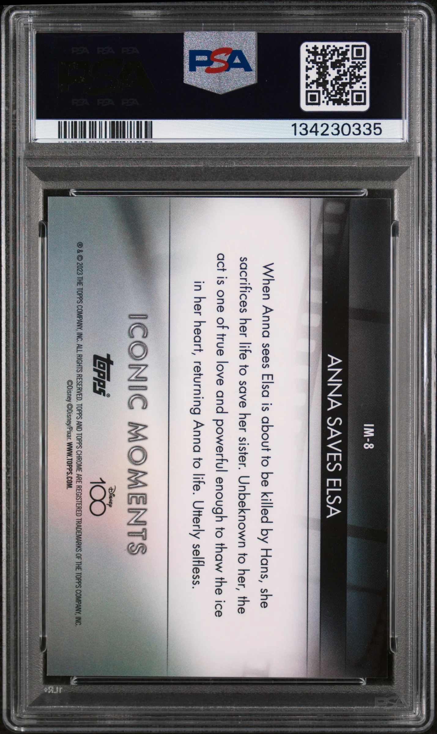 2023 Topps Chrome Disney100 Iconic Moments Anna Saves Elsa #IM8 PSA 10 - Image 2