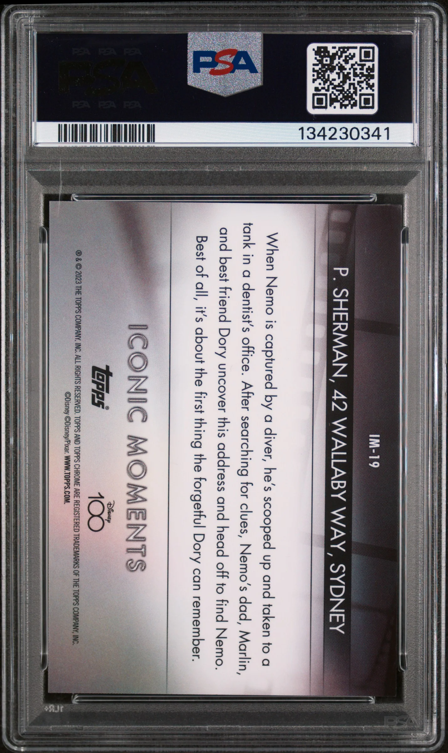 2023 Topps Chrome Disney100 Iconic Moments P. Sherman, 42 Wallaby Way, Sydney #IM19 PSA 10 - Image 2
