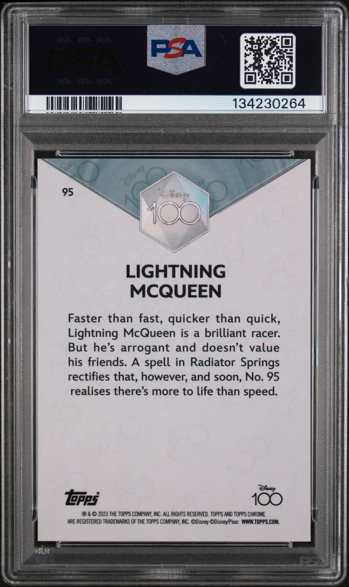 2023 Topps Chrome Disney100 Lightning Mcqueen #95 PSA 9 - Image 2