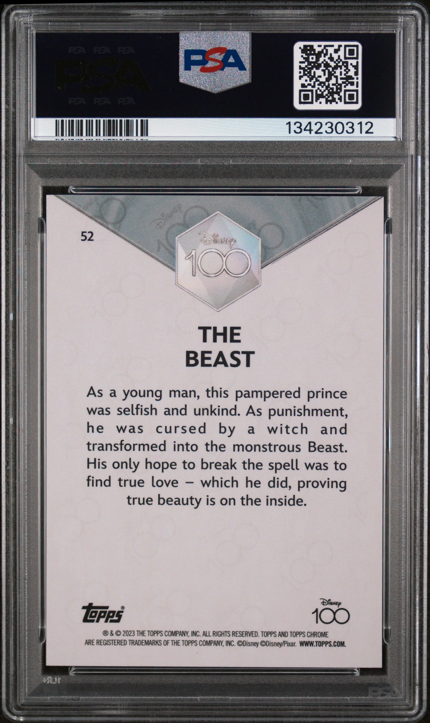 2023 Topps Chrome Disney100 the Beast #52 PSA 9 - Image 2