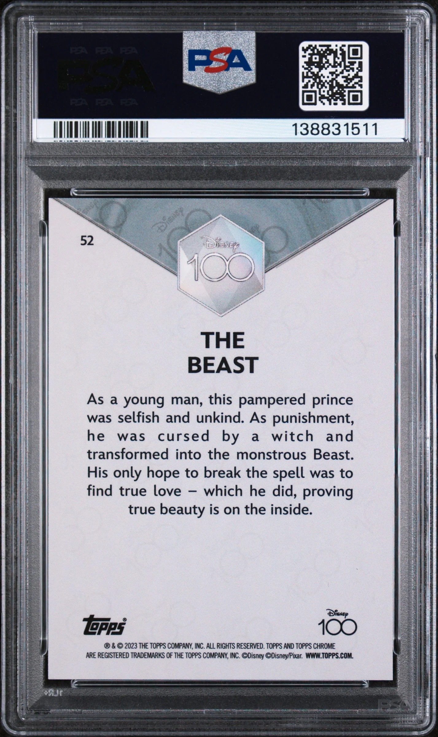 2023 Topps Chrome Disney100 the Beast #52 PSA 10 - Image 2