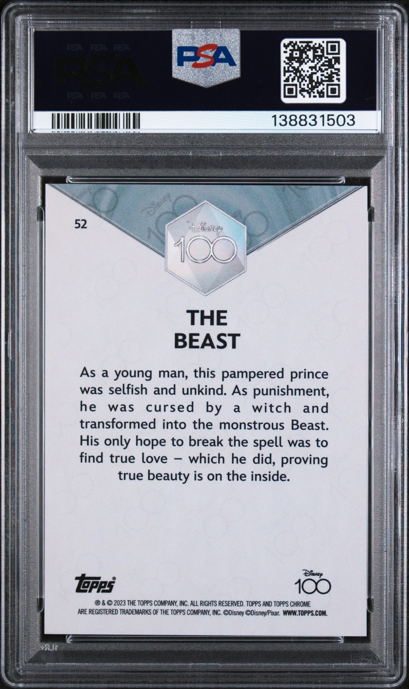 2023 Topps Chrome Disney100 the Beast #52 PSA 9 - Image 2