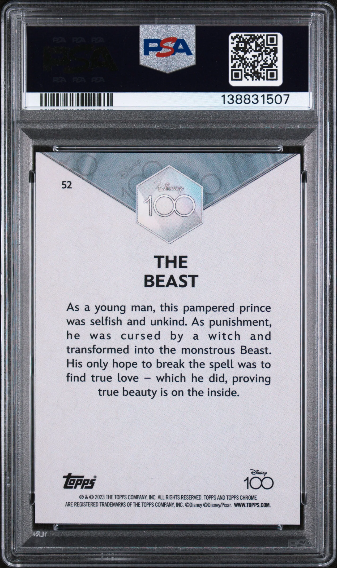 2023 Topps Chrome Disney100 the Beast #52 PSA 9 - Image 2