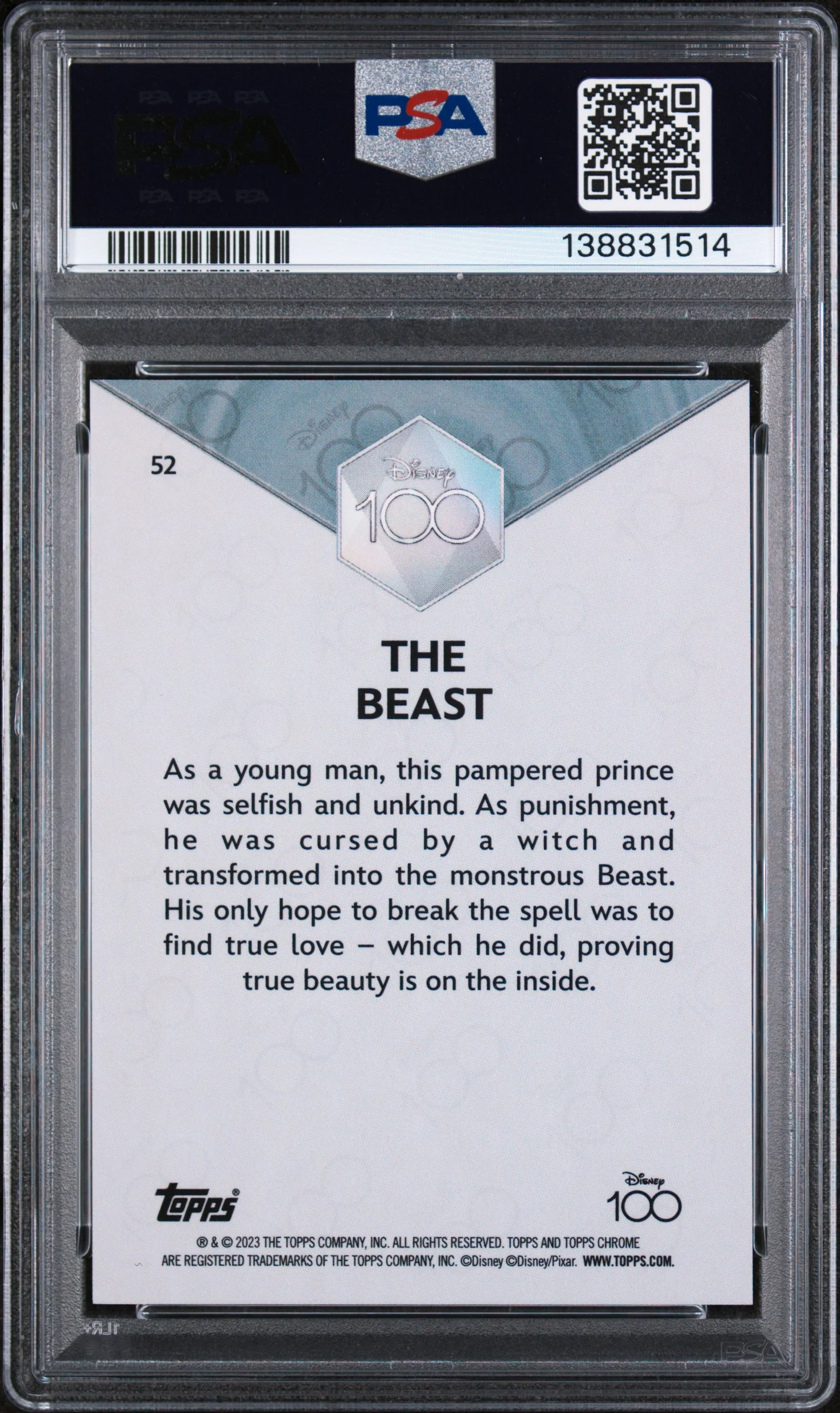 2023 Topps Chrome Disney100 the Beast #52 PSA 9 - Image 2