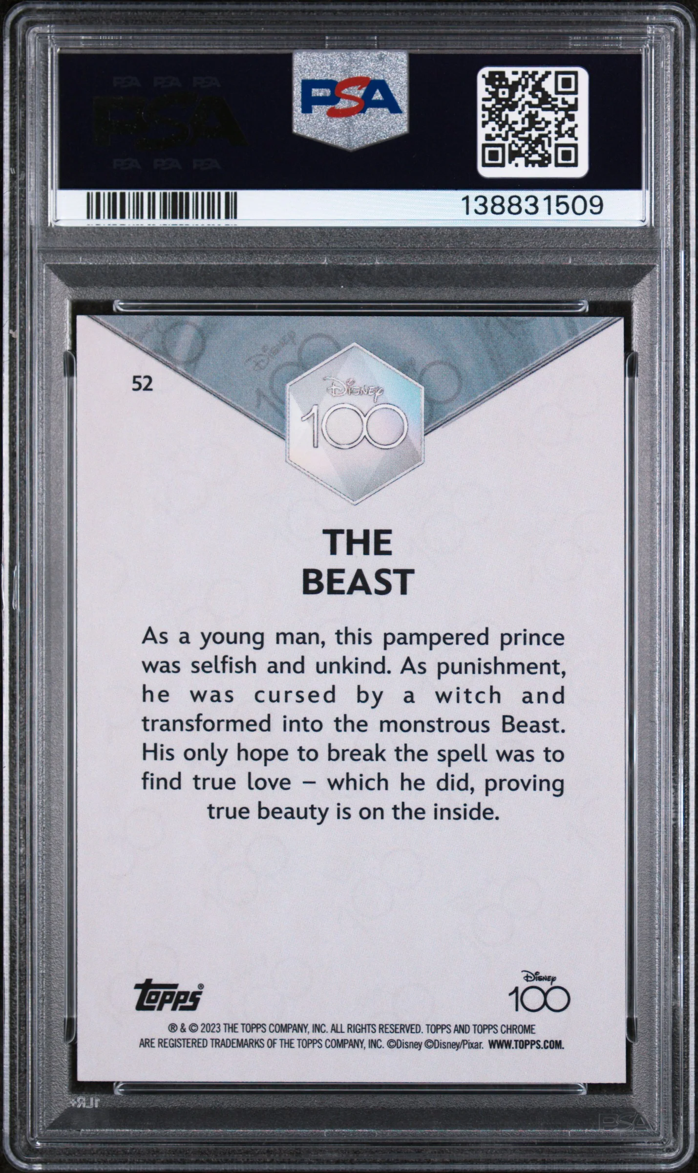 2023 Topps Chrome Disney100 the Beast #52 PSA 10 - Image 2