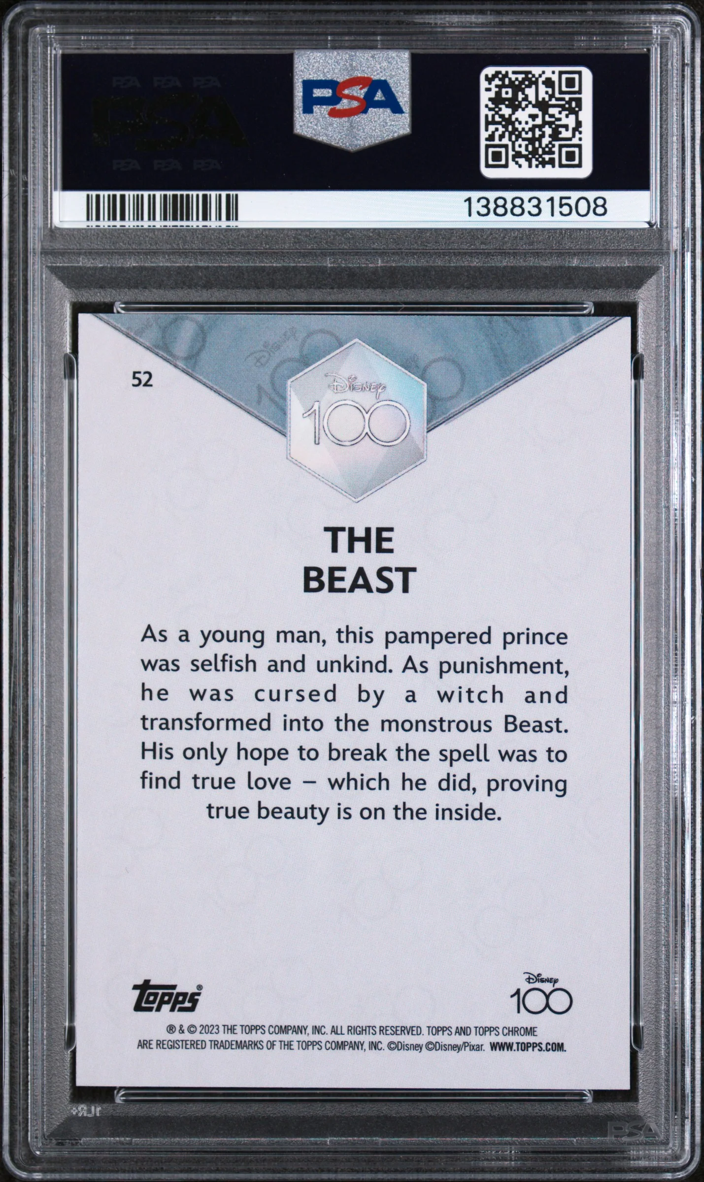 2023 Topps Chrome Disney100 the Beast #52 PSA 9 - Image 2