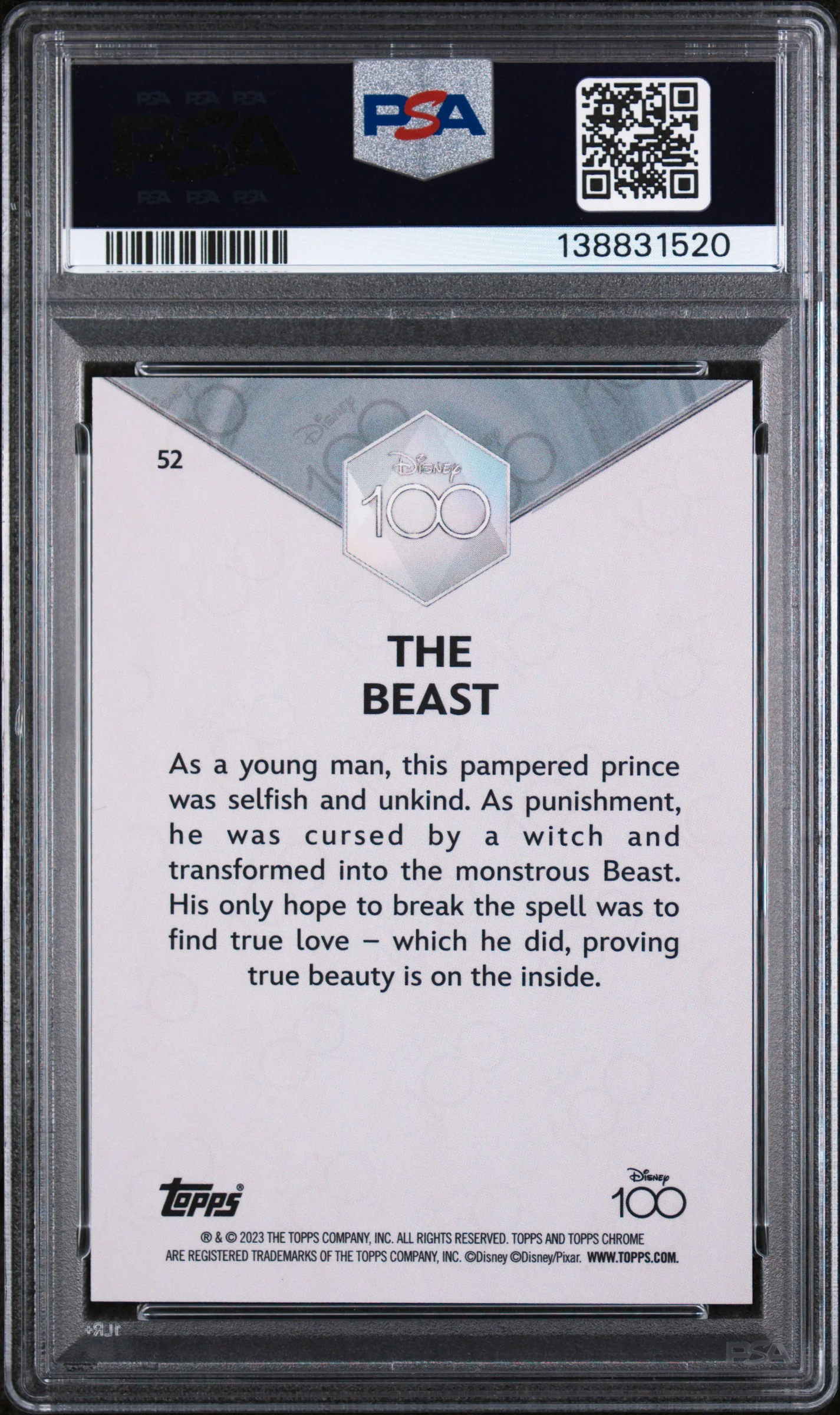 2023 Topps Chrome Disney100 the Beast #52 PSA 9 - Image 2