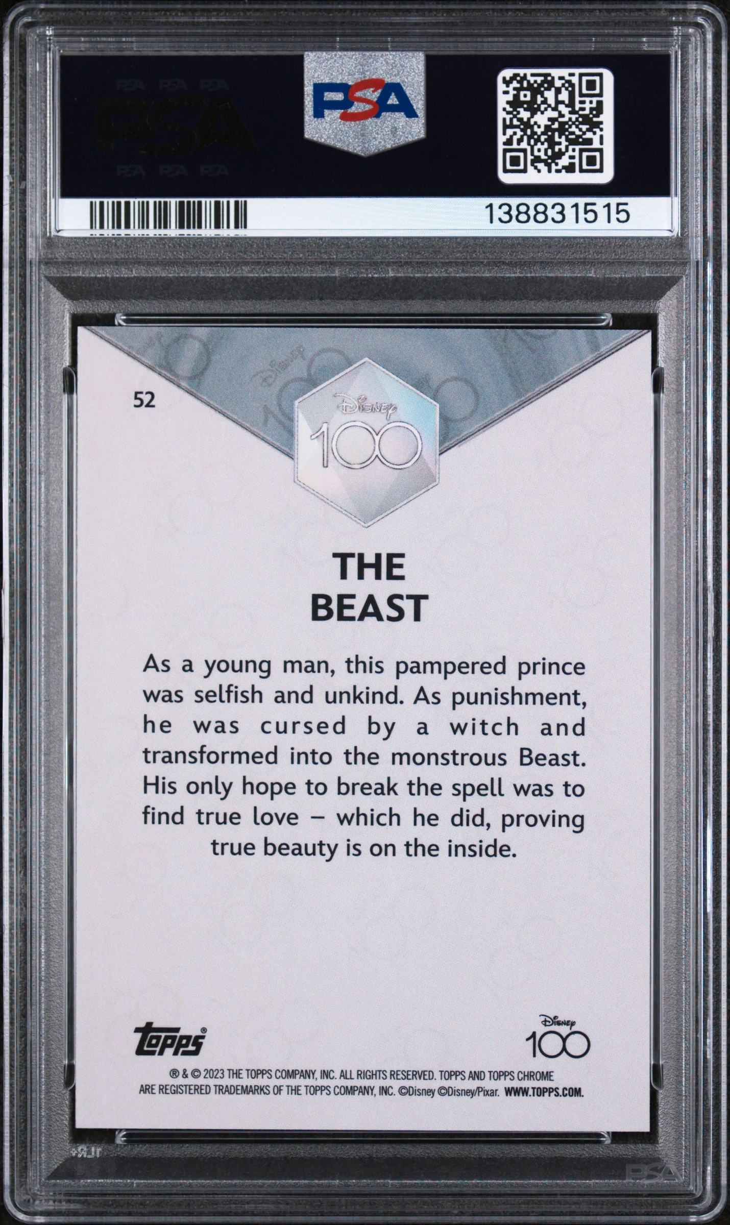 2023 Topps Chrome Disney100 the Beast #52 PSA 9 - Image 2
