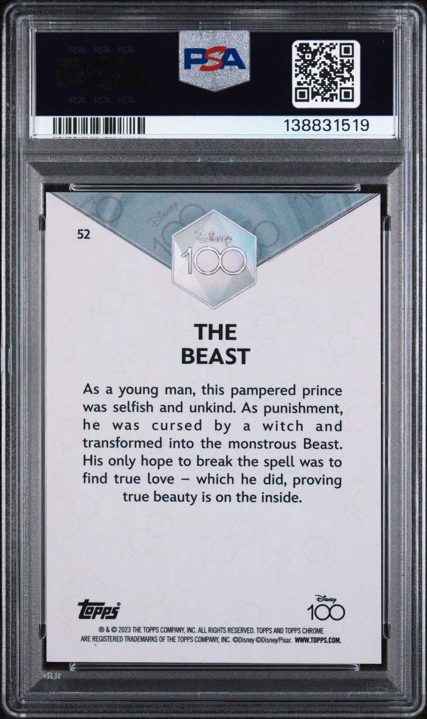 2023 Topps Chrome Disney100 the Beast #52 PSA 9 - Image 2