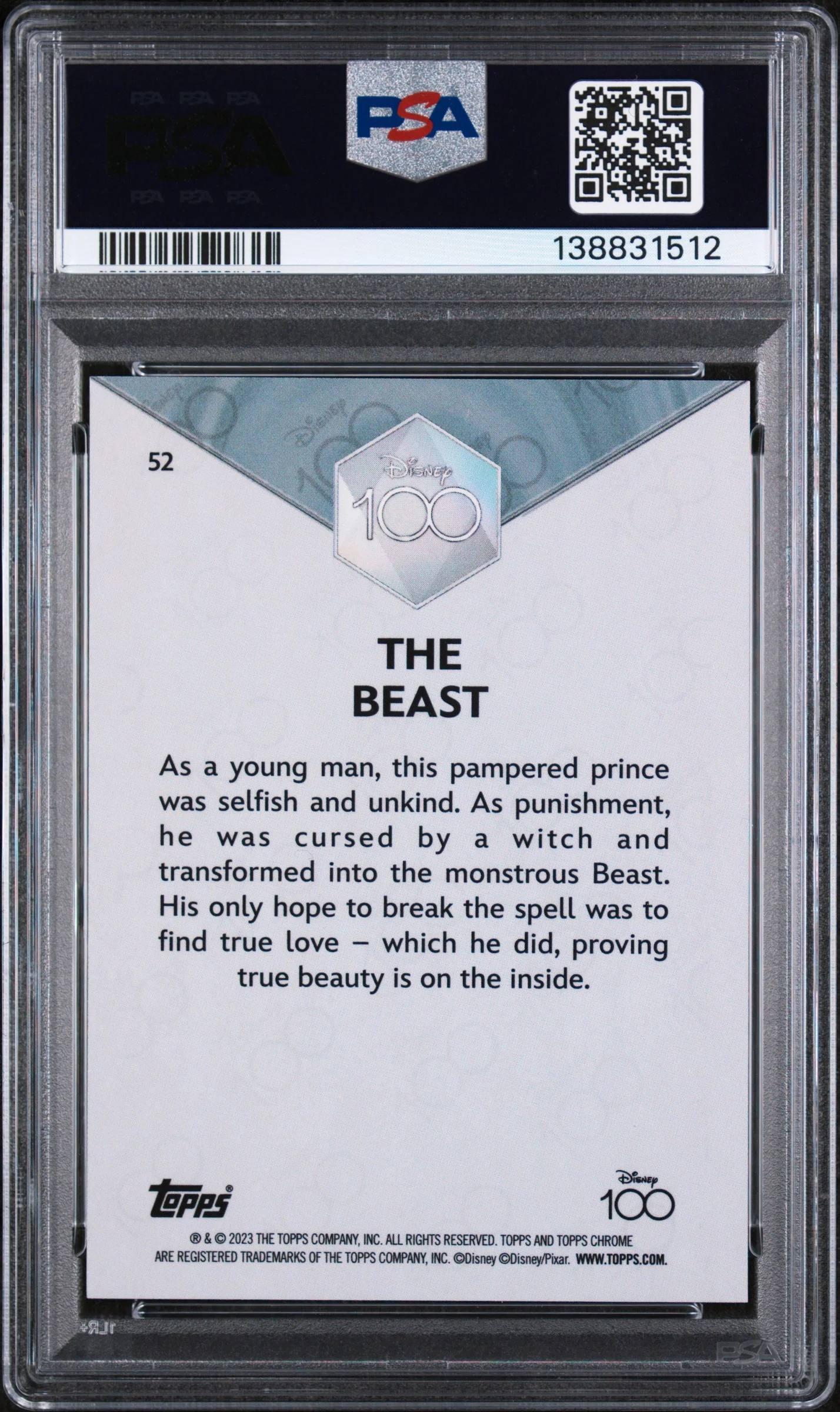 2023 Topps Chrome Disney100 the Beast #52 PSA 10 - Image 2