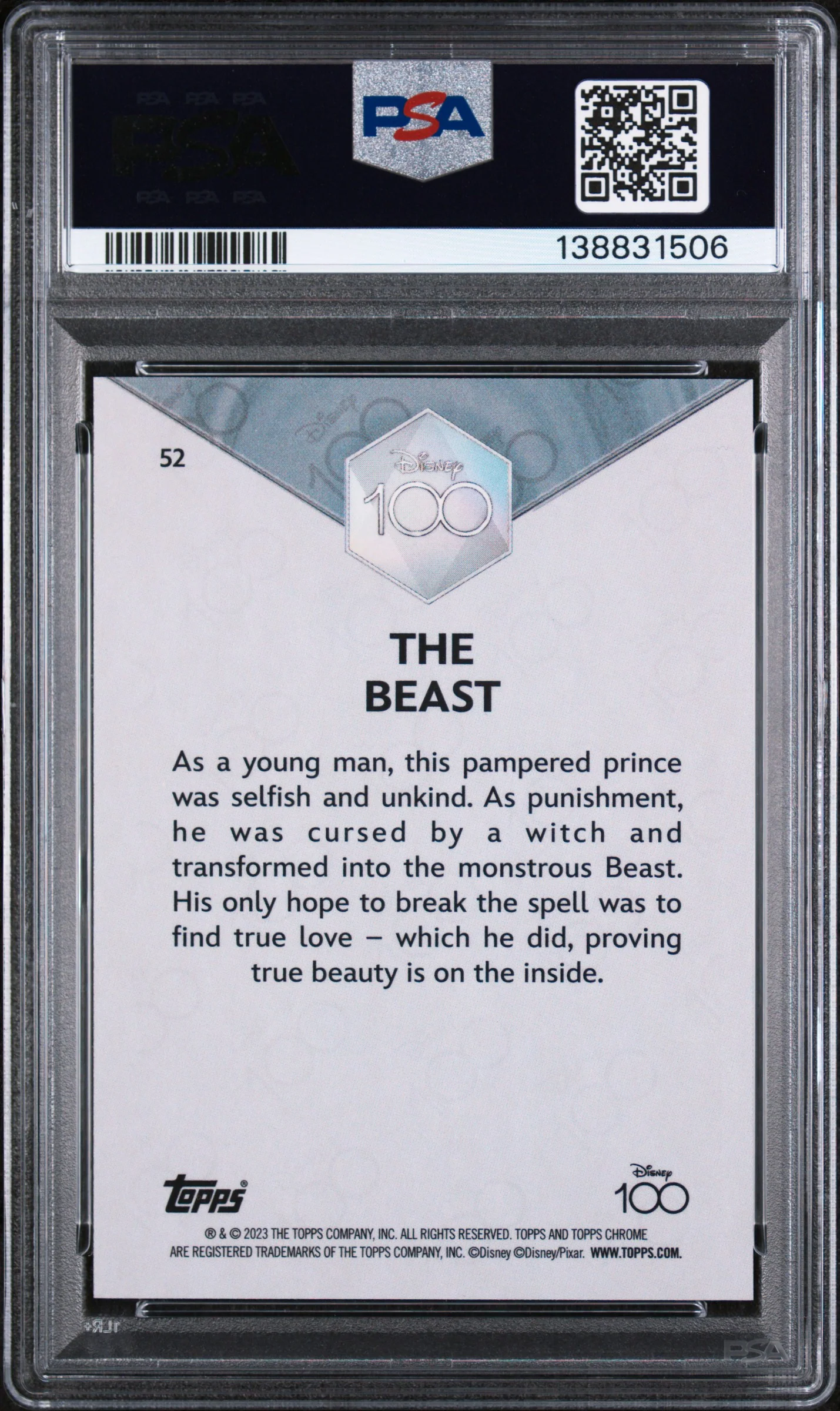2023 Topps Chrome Disney100 the Beast #52 PSA 9 - Image 2
