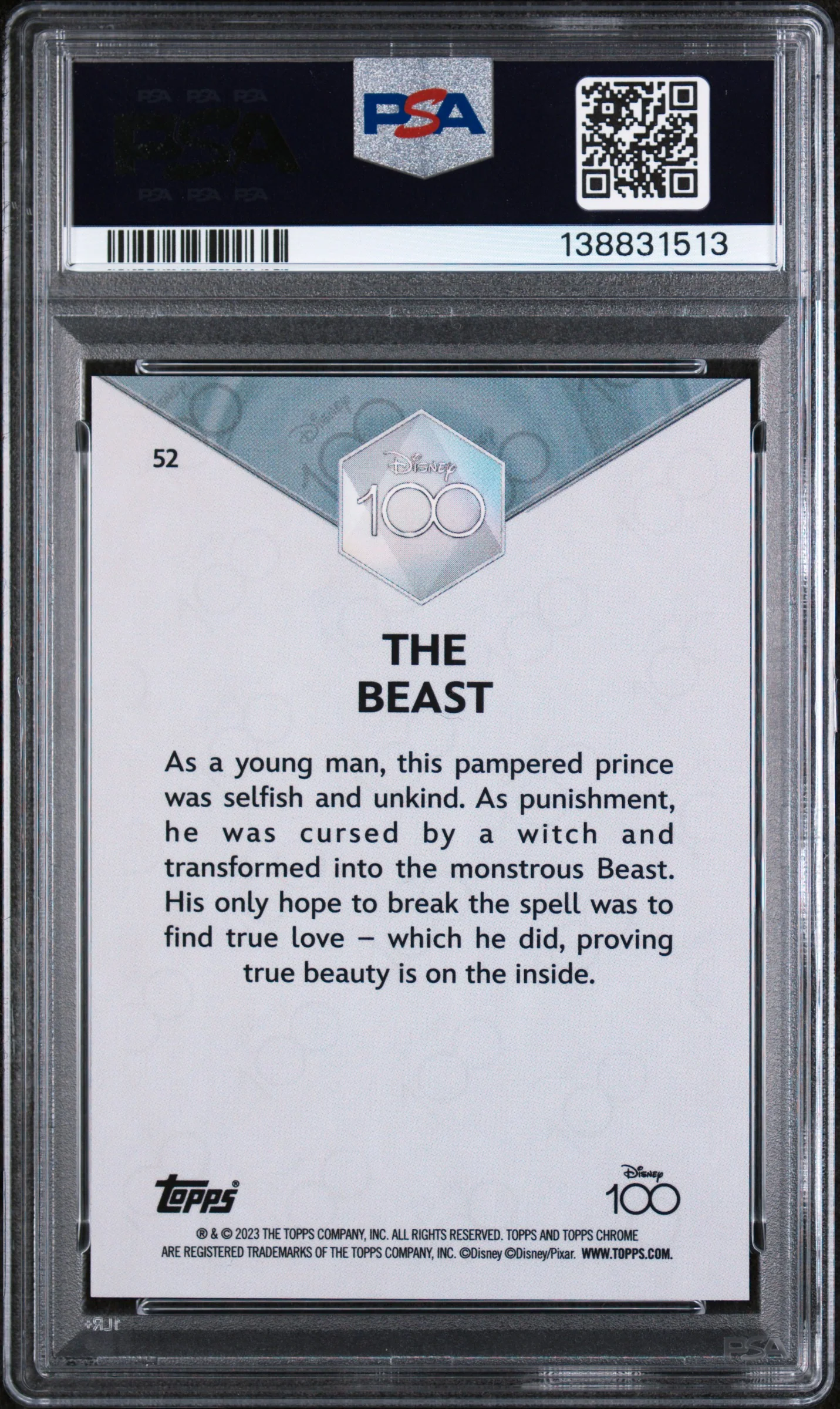 2023 Topps Chrome Disney100 the Beast #52 PSA 9 - Image 2