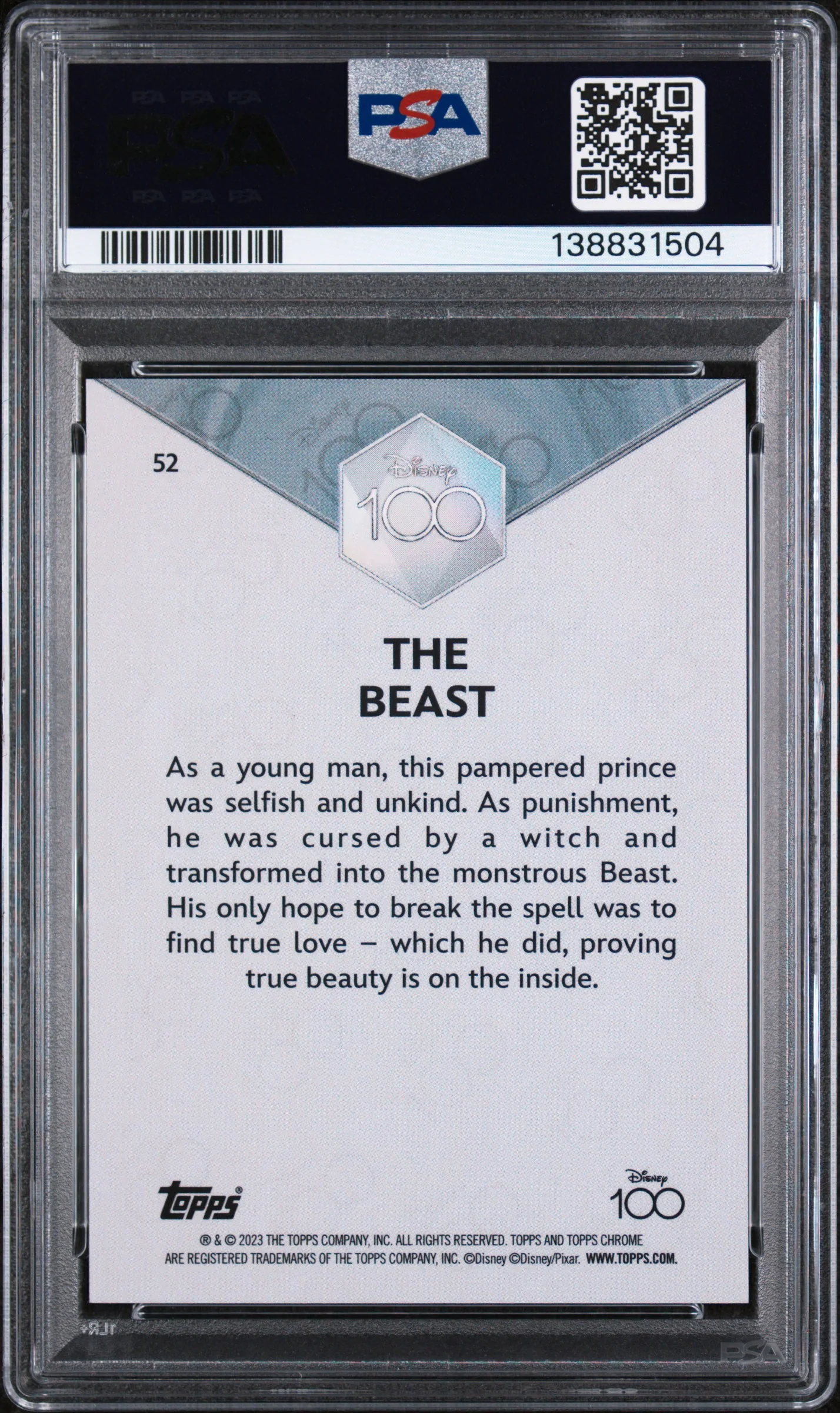 2023 Topps Chrome Disney100 the Beast #52 PSA 9 - Image 2