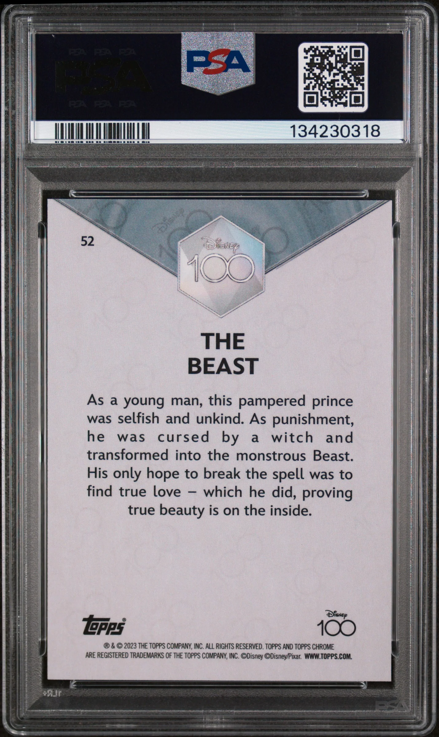 2023 Topps Chrome Disney100 the Beast #52 PSA 9 - Image 2