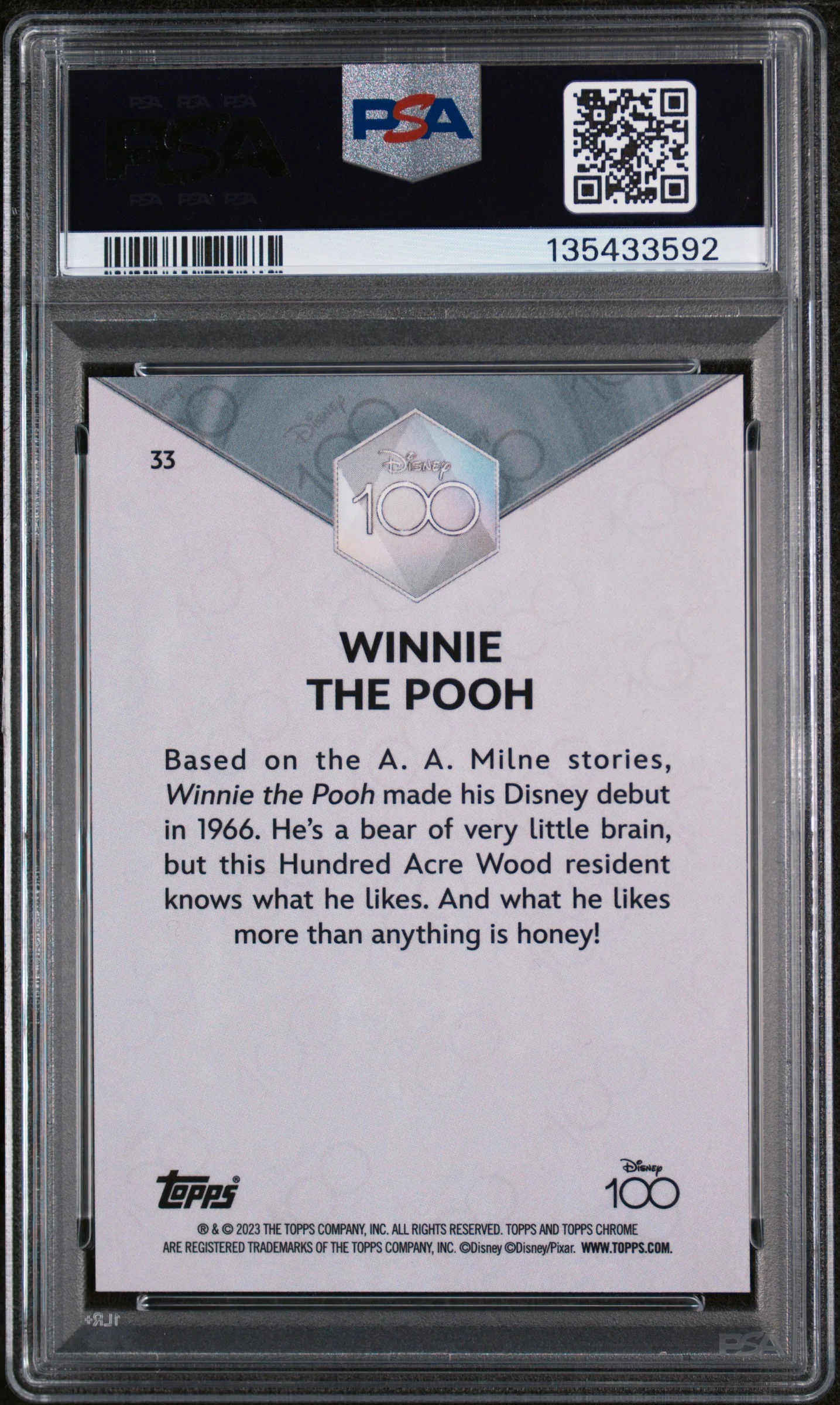 2023 Topps Chrome Disney100 Winnie the Pooh #33 PSA 9 - Image 2