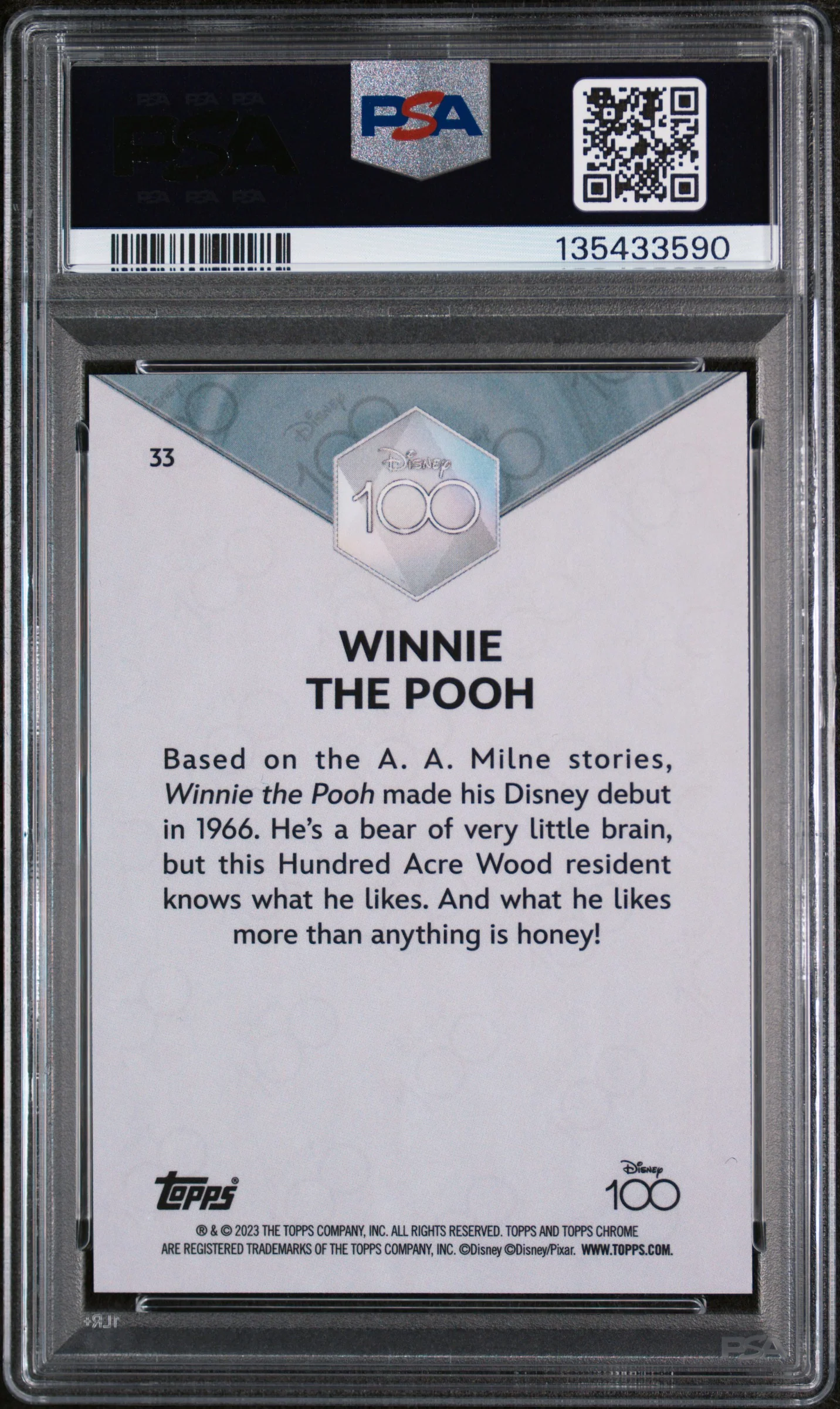 2023 Topps Chrome Disney100 Winnie the Pooh #33 PSA 10 - Image 2