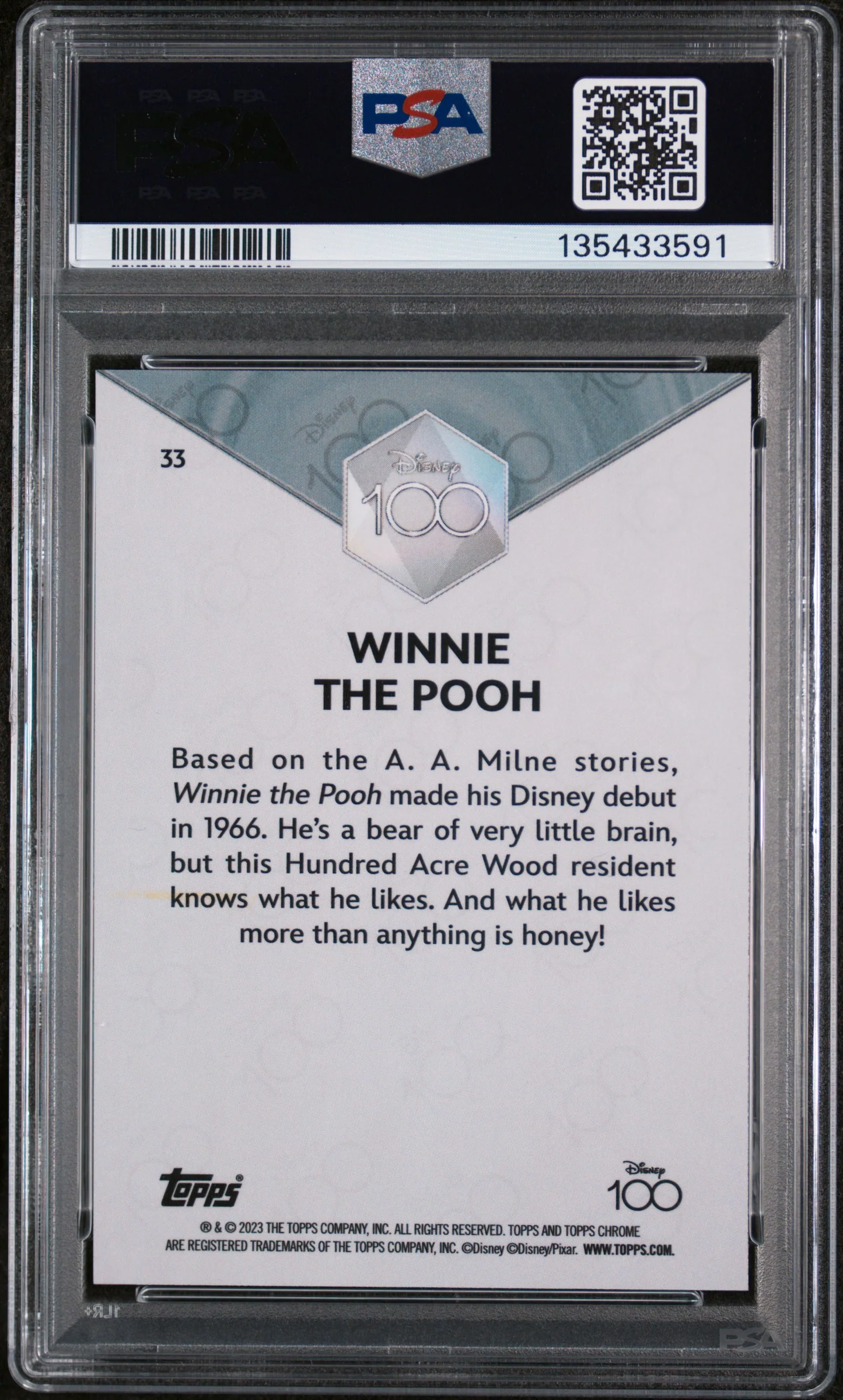 2023 Topps Chrome Disney100 Winnie the Pooh #33 PSA 9 - Image 2