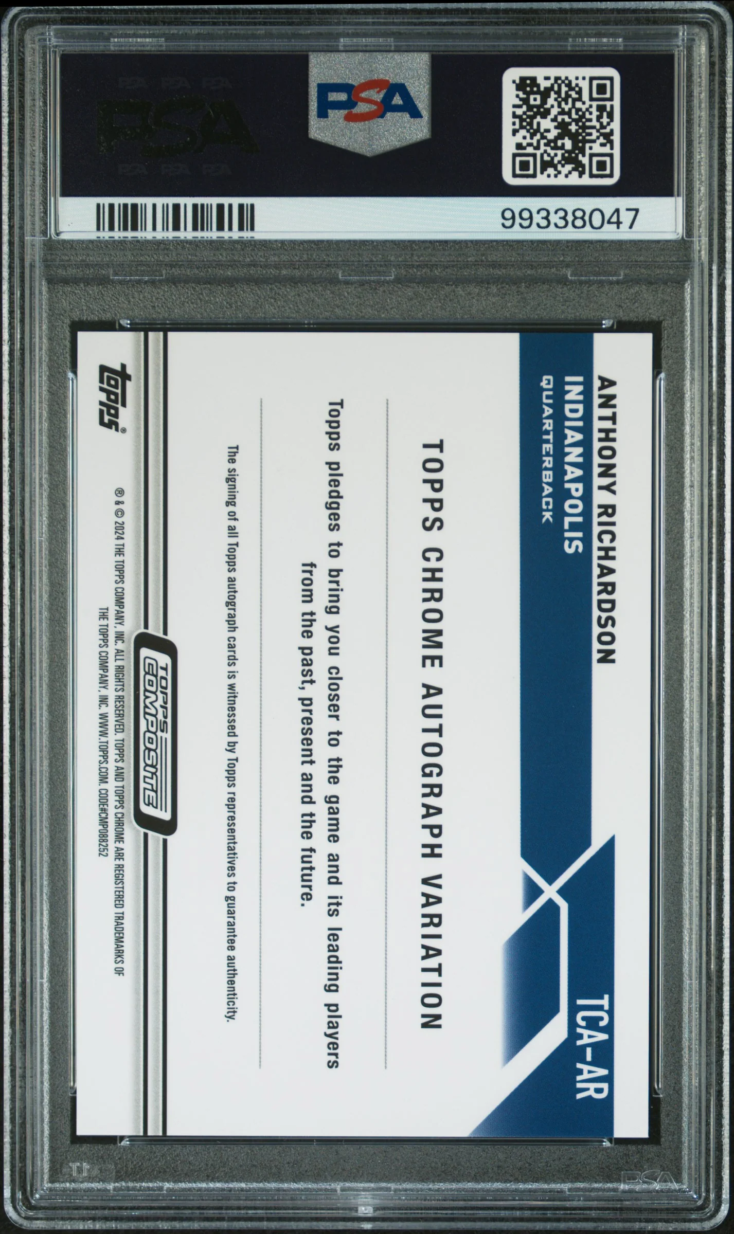 2023 Topps Chrome Geometric Anthony Richardson #TCAAR RC Auto PSA 10 - Image 2